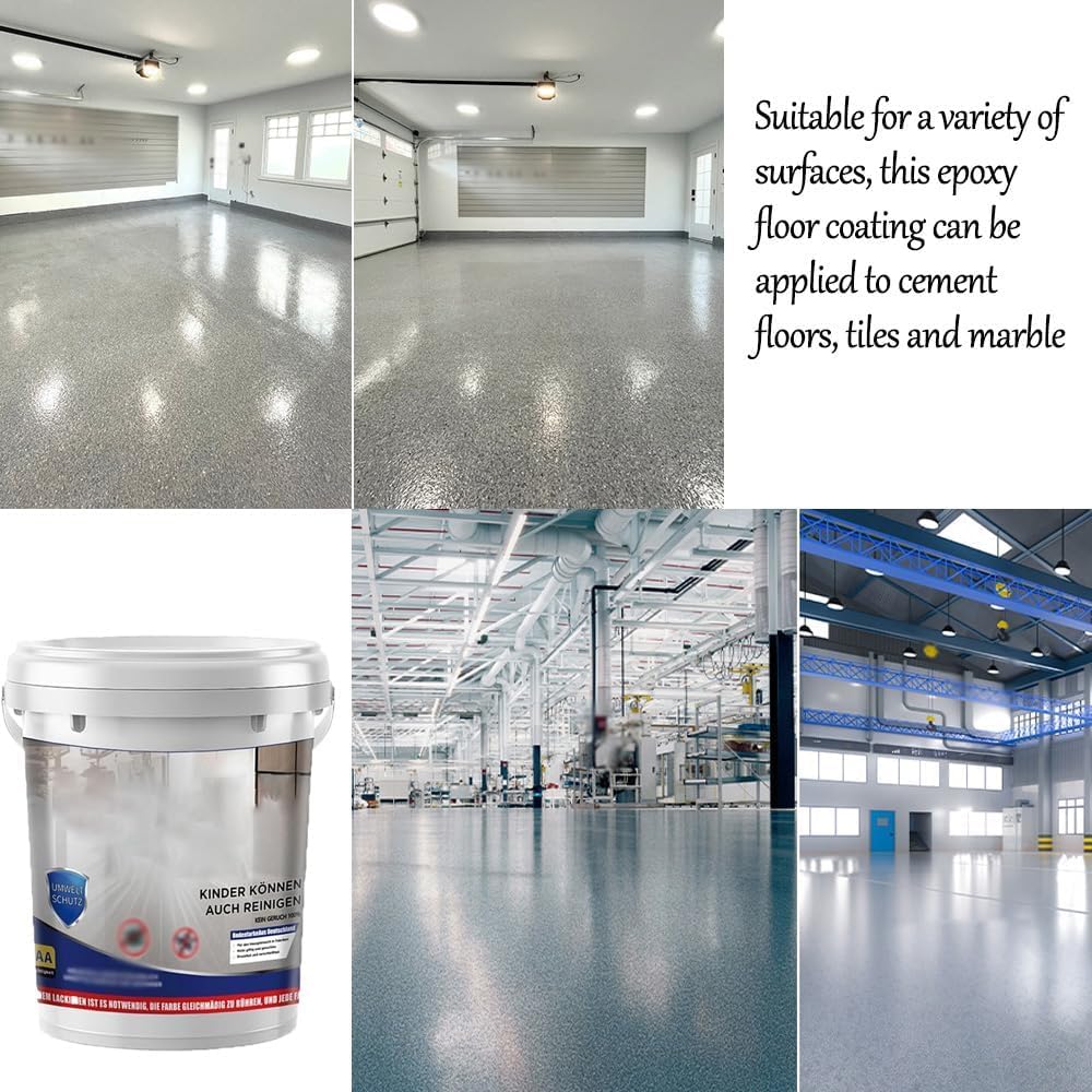 Louis Forest Epoxy Floor Paint, High-Gloss Marble Effect Epoxy Floor Coating (White Hemp Gray,1pcs)