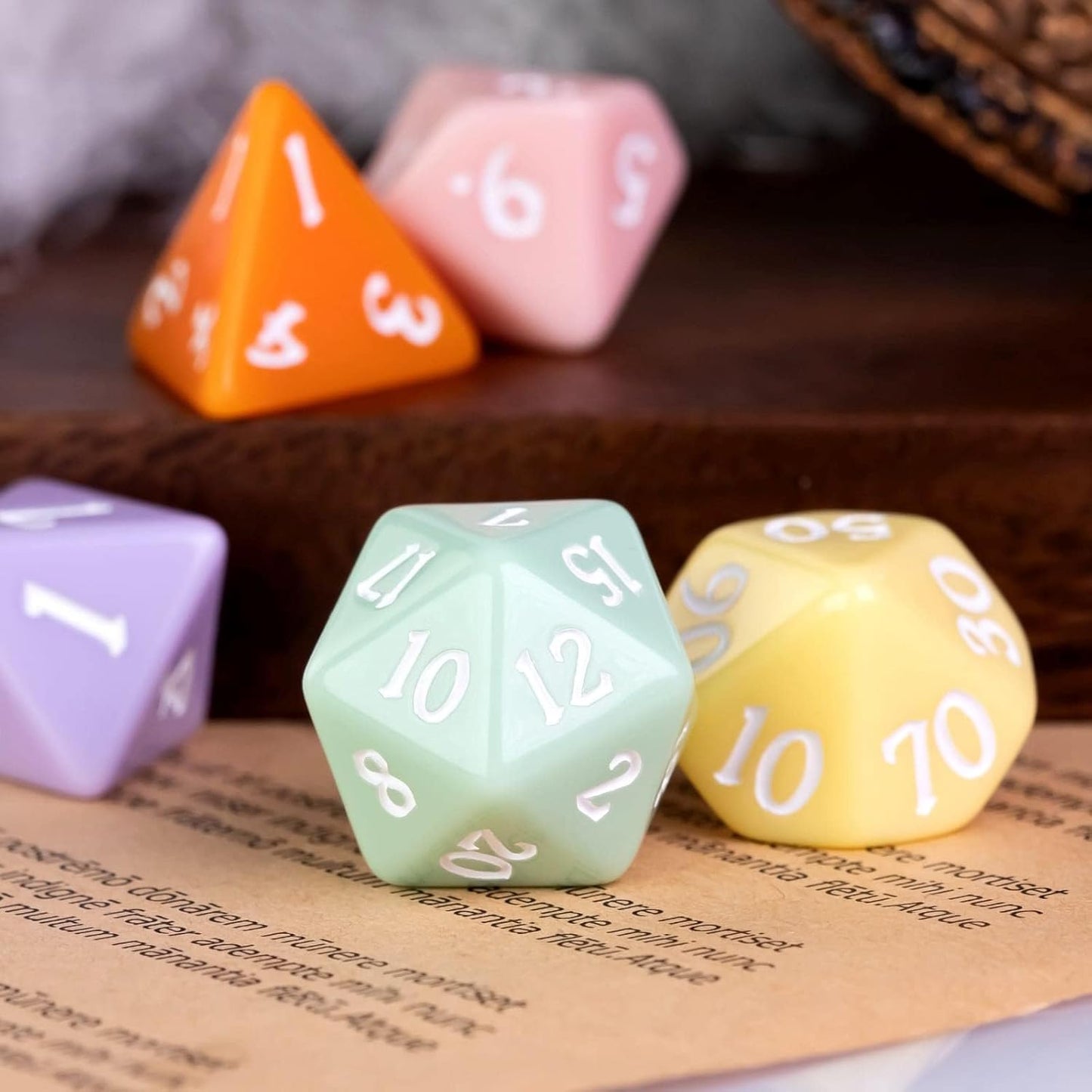 DND Dice Set -D&D Polyhedral Dice (7 Pcs) with Gift Leather Dice Bag for Dungeons and Dragons Role Playing Dice Games RPGs(7Pcs-Macaron)