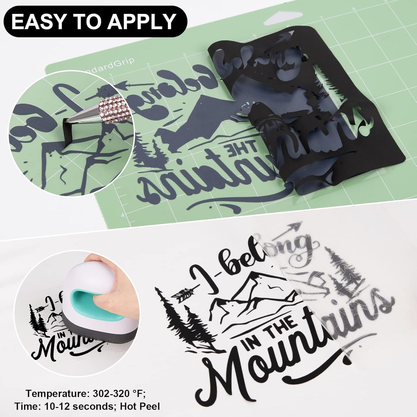 VINYL FROG Heat Transfer Vinyl Roll HTV Vinyl - 12" x5ft Black Iron on Vinyl for T-Shirts, Heat Press Vinyl for DIY Craft Designs (Black)