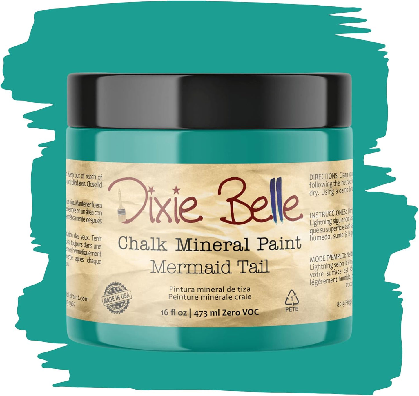 Dixie Belle Paint Company Chalk Finish Furniture Paint - Mermaid Tail (16oz) - Matte Aqua Green Chic Chalk Mineral DIY Furniture Paint