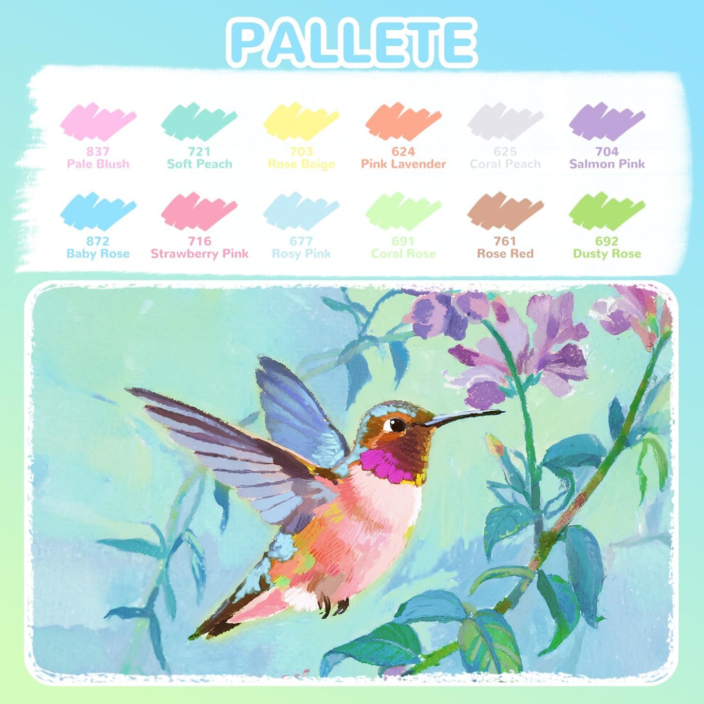 Guangna 12 Macaron Acrylic Paint Markers Set, Brush Tip Acrylic Paint Pens for Rock Painting, Wood, Glass, Paper, Coloring Book, Ceramic, Canvas, DIY Crafts, Water-Based Ink