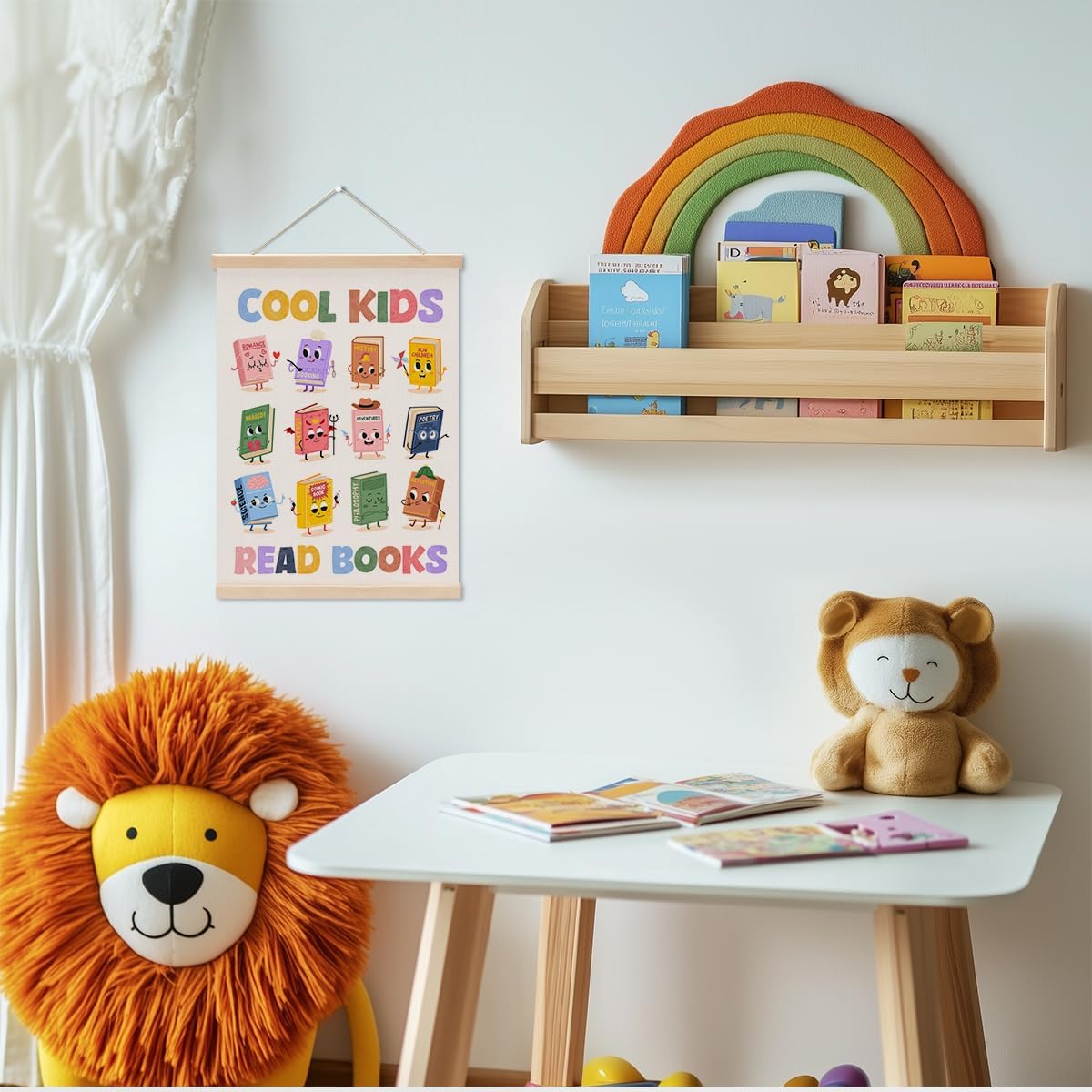 Reading Poster Hanger, Reading Nook Classroom Decor Wall Decor, Toddler Learning Posters, Educational Posters Wall Art Wall Hanging Banner Farmhouse Living Room Nursery Home Baby Room Decor