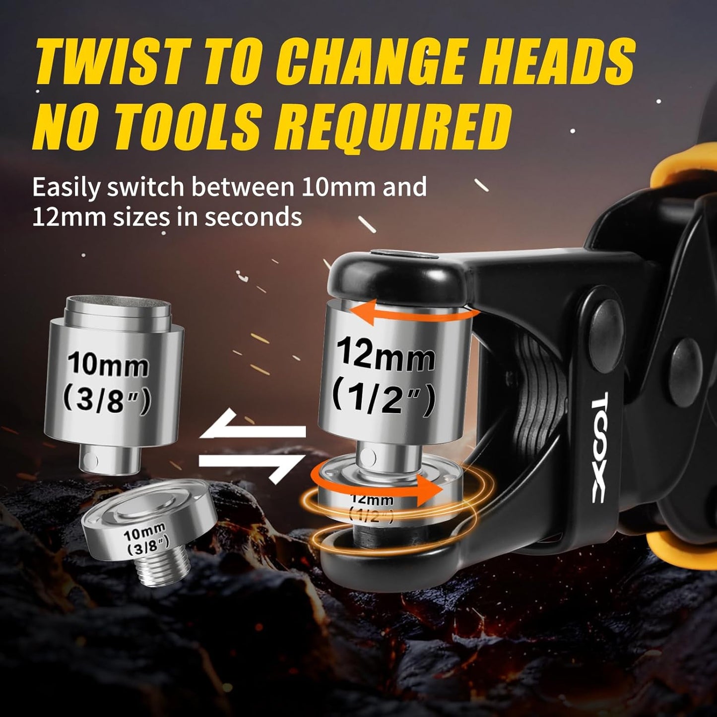 XOOL 2-in-1 Grommet Tool Kit, 1/2" & 3/8" 12mm&10mm Twist-Change Heads, Leathercraft Punching Tool with Magnetic System for Canvas, Leather, Tarps, DIY - 400PCS Grommets & Washers Included