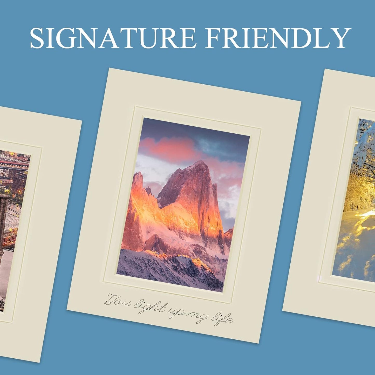 HOTUO 10 Pack Acid Free Ivory Picture Frame Mats, Pre-Cut 11x14 Picture Mats with Ivory Core Bevel Cut for 8x10 Photo, Signature Friendly 4 Ply Thickness Photo Mat for Frames (Ivory with V-Groove)