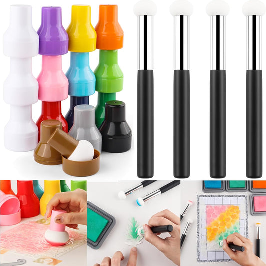 19PCS/Sets Sponge Applicator Ink Applicator with Storage Cases,Paper Pouncers for Direct Ink Application On Crafts Projects Easily,Inking Sponge for Stamp Ink Distressing,Blending Card Making Tools