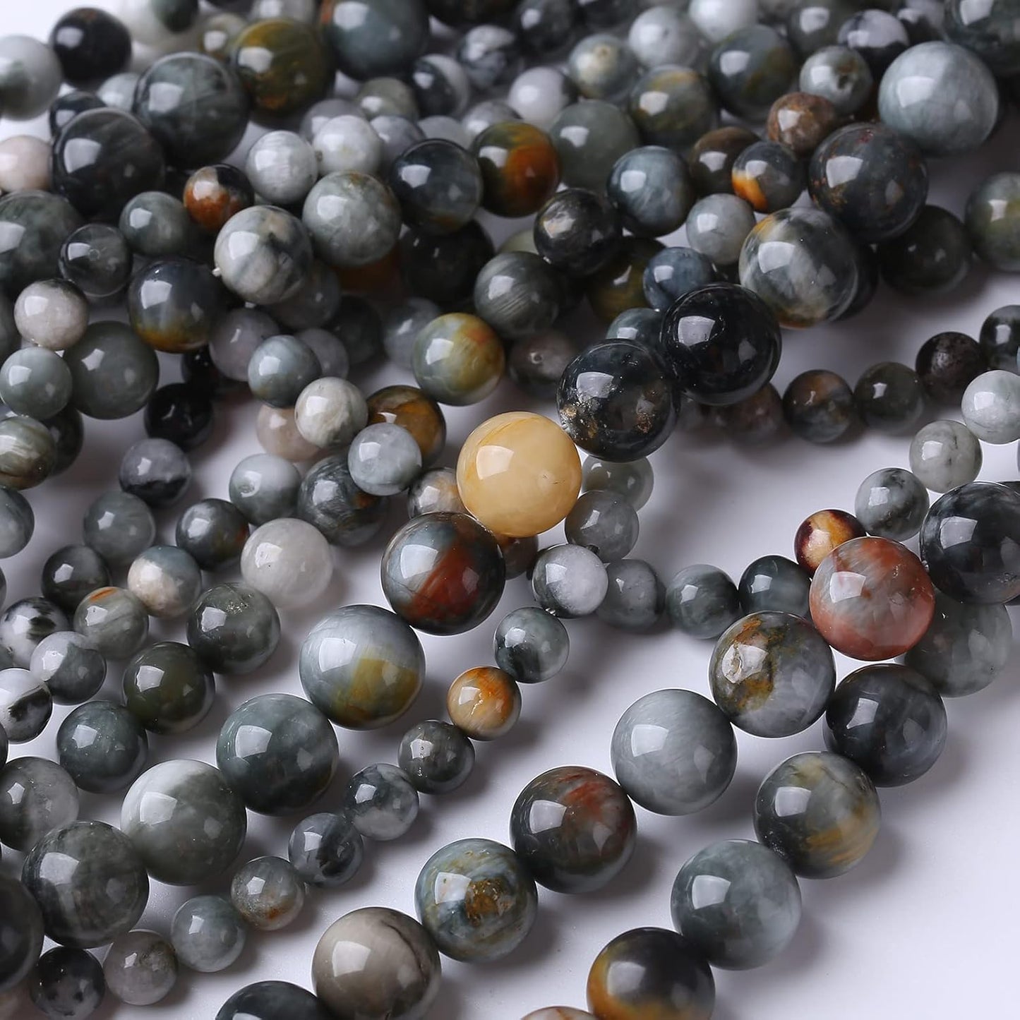 48PCS 8MM Hawk Eye Stone Beads Energy Healing Beads for DIY Jewelry Bracelet Necklace Making for Jewelry Making 15Inch