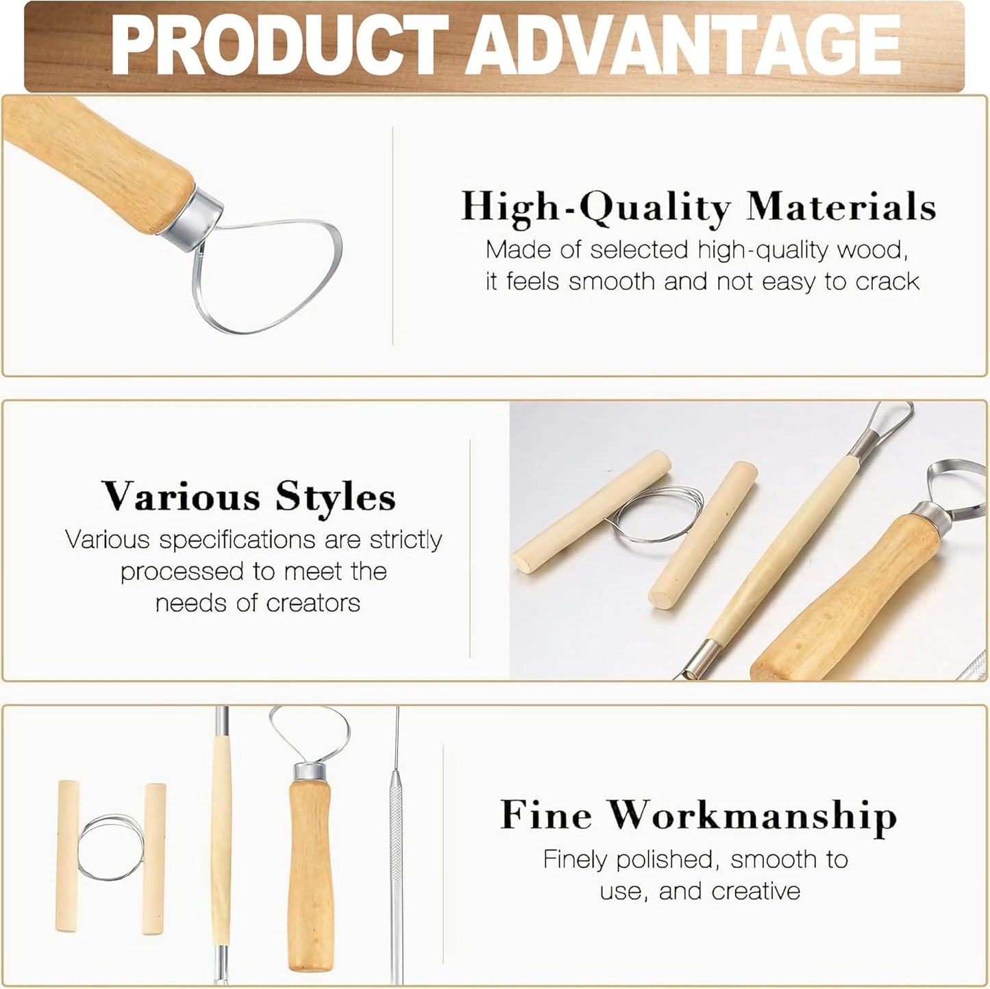 LINPHCEY 8Pcs Clay Sculpting Tools Set Perfect for Polymer Air Dry Modeling Clay Beginners & Professionals Ideal for DIY Pottery & Ceramics Tools for Clay Sculpey Sculpting & Crafting