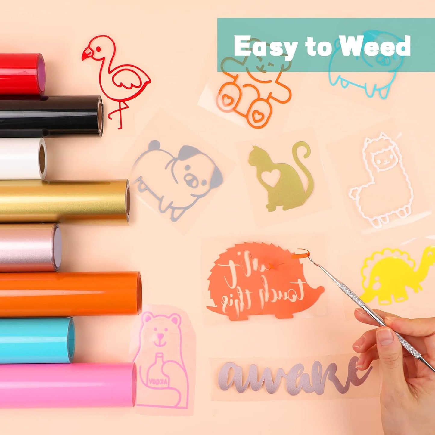 HTVRONT HTV Vinyl Rolls - 12" x 5ft Turquoise Heat Transfer Vinyl for Shirts & All Cutter Machines - Easy to Cut & Weed