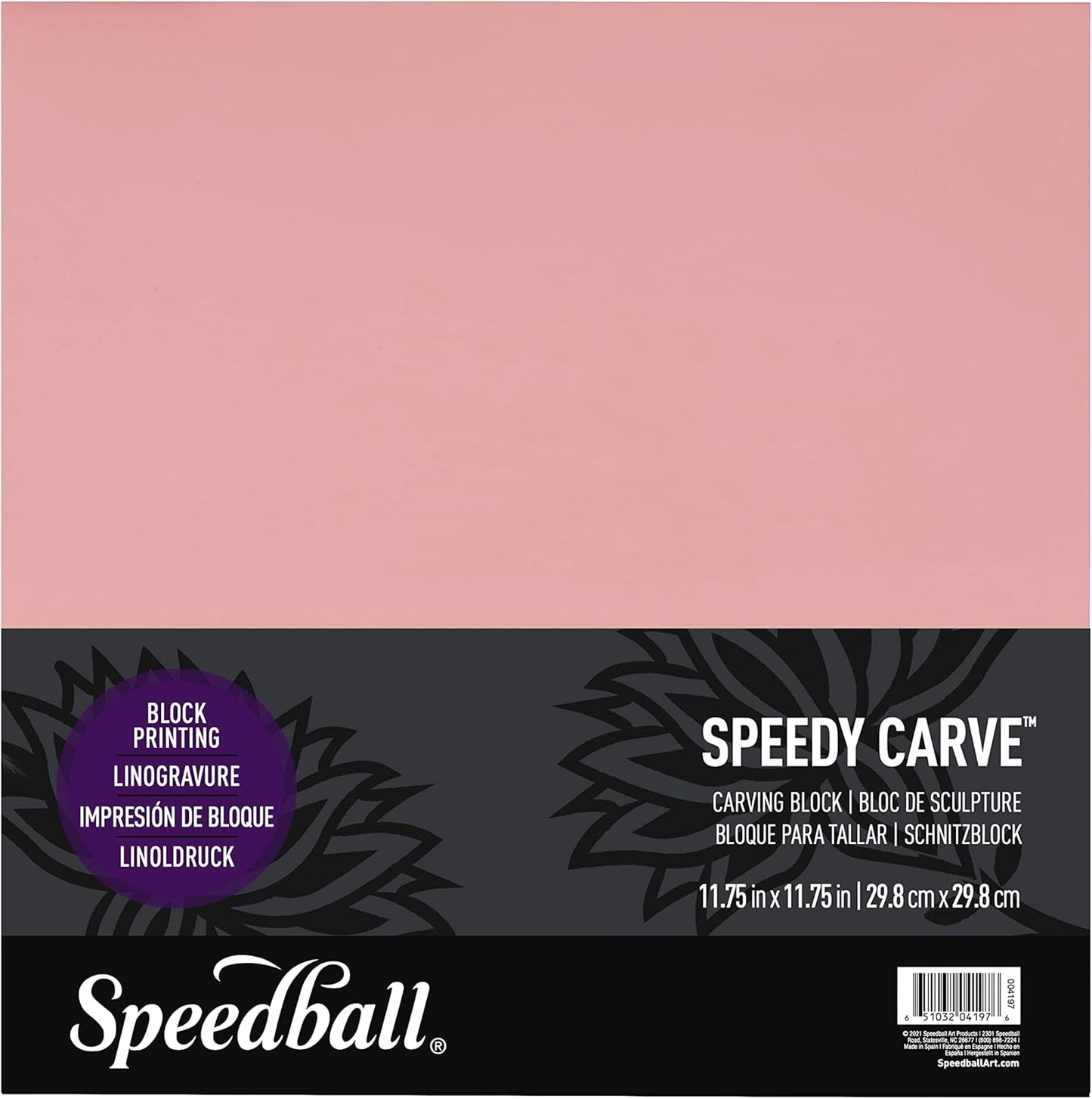 Speedball 11-3/4 in. x 11-3/4 in. Speedy-Carve Linocut Block - Premium Pink Rubber Linoleum Carving Blocks for Printmaking, Printing, and Stamp Making