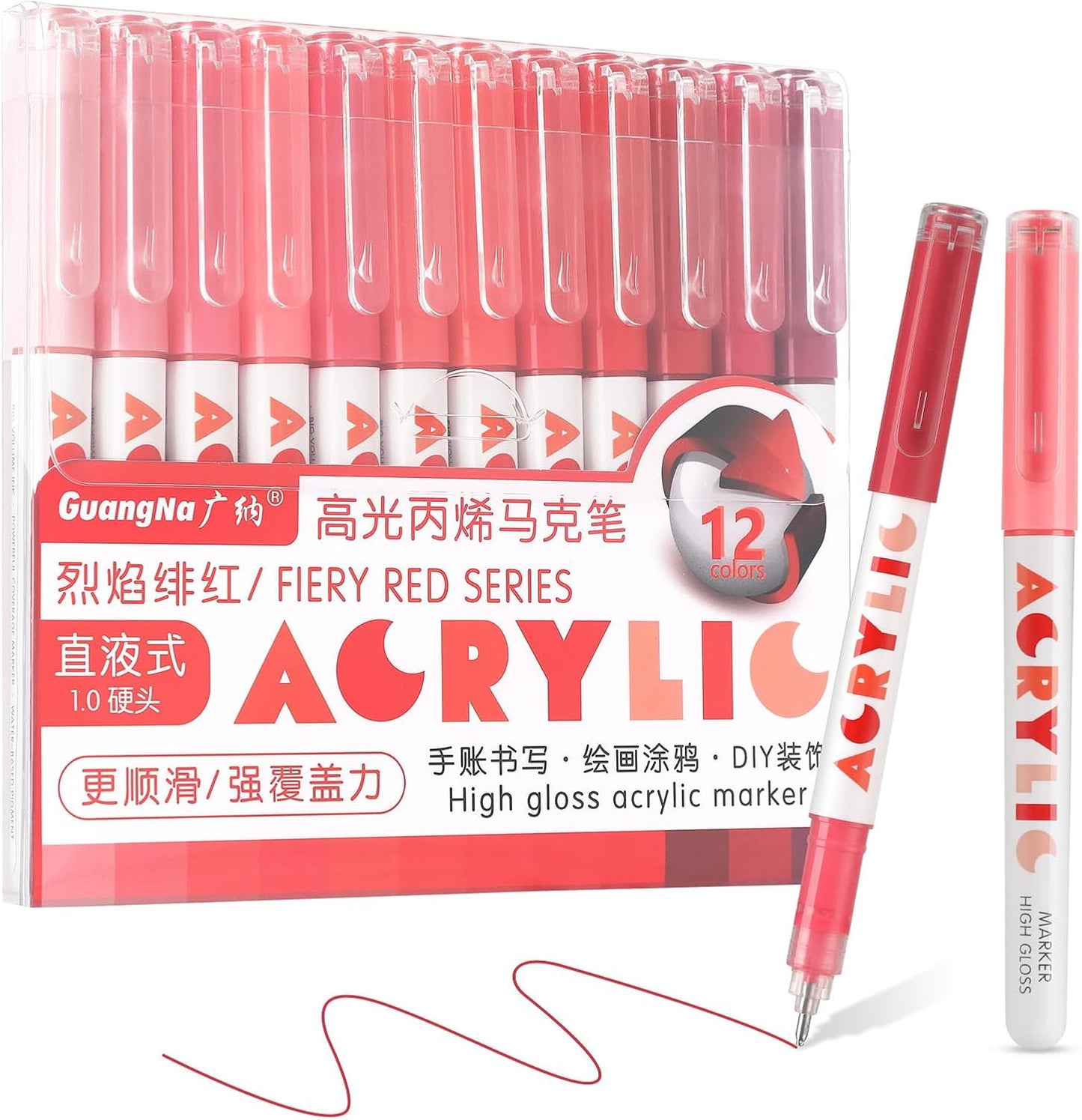 kander Direct Liquid Highlighter Acrylic Marker, 12 Colors Gel Pens with Bullet Tip, Strong Coverage, Large Ink Capacity, Multi-Purpose Paint Pens for Rock Painting, Crafts, DIY, Art Supplies