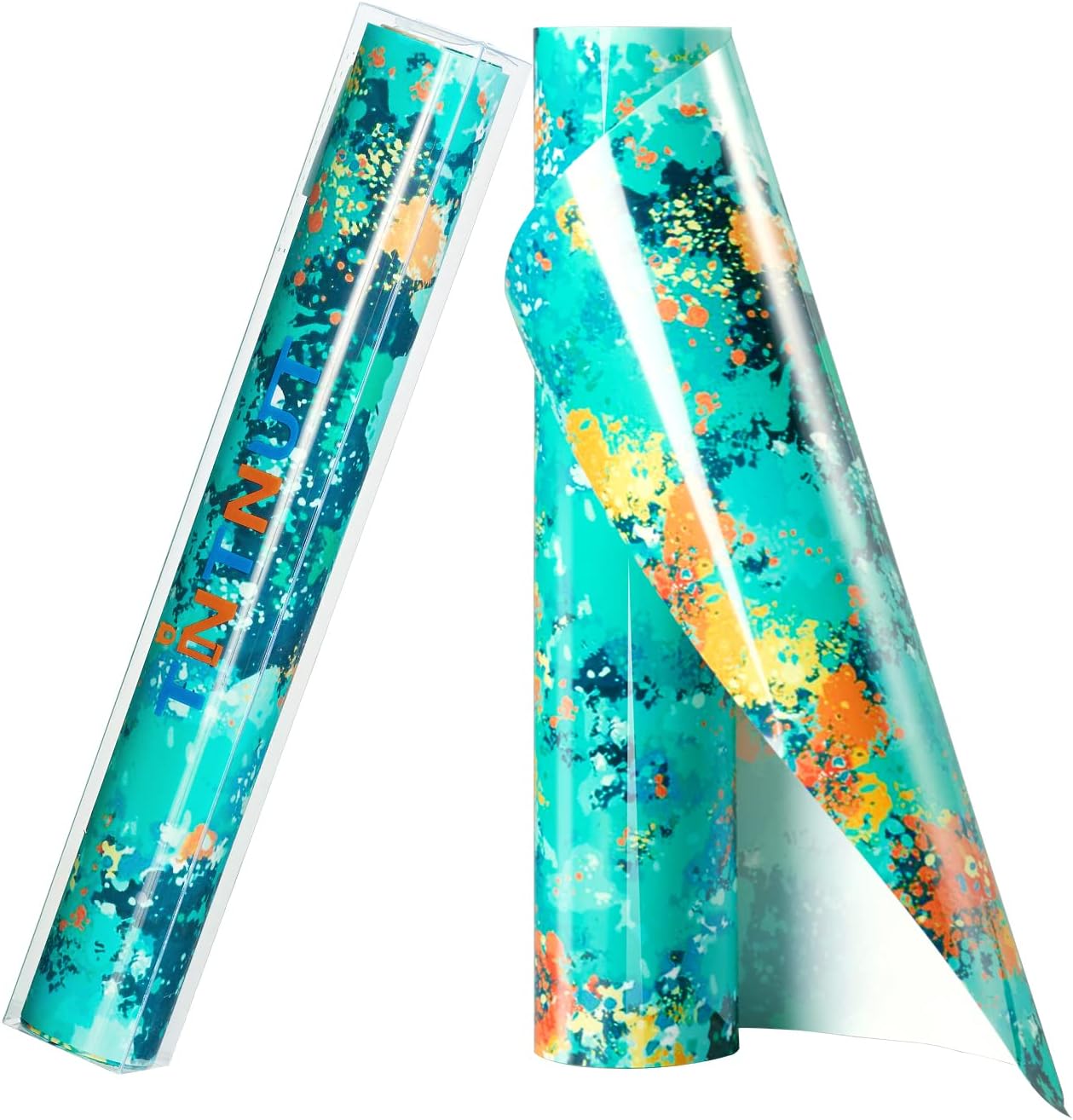 Tintnut Splash Heat Transfer Vinyl Roll - 12 Inch x 5ft Blue Watercolor Ink Patterned HTV Splatter Iron On Vinyl DIY T-Shirts Hats Clothes Canvas Bags for Cricut or Silhouette Cameo