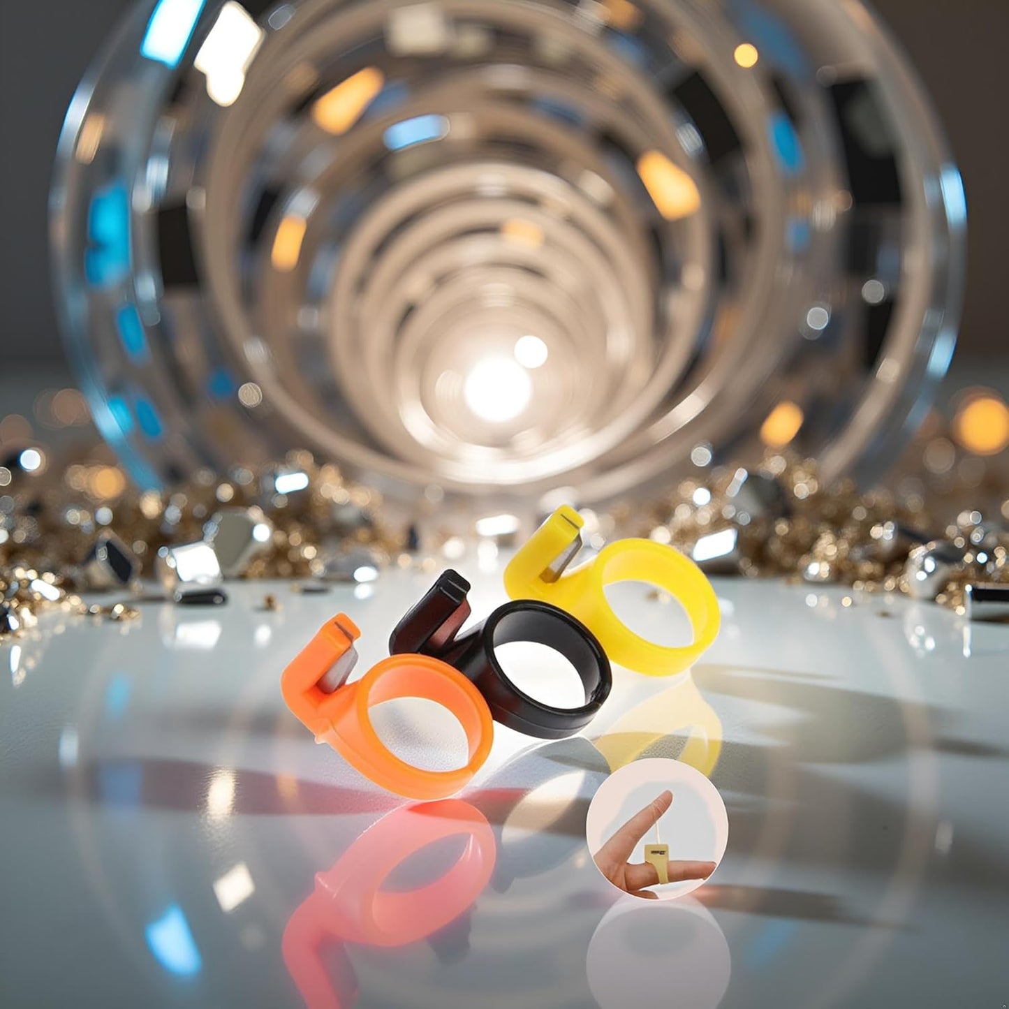 3Pcs Plastic Thimble Set, Sewing Ring, Thread Cutter, Finger Blade, Needle Craft Yarn Cutting Tool, DIY Household Sewing Machine Accessories, Sewing Thimbles