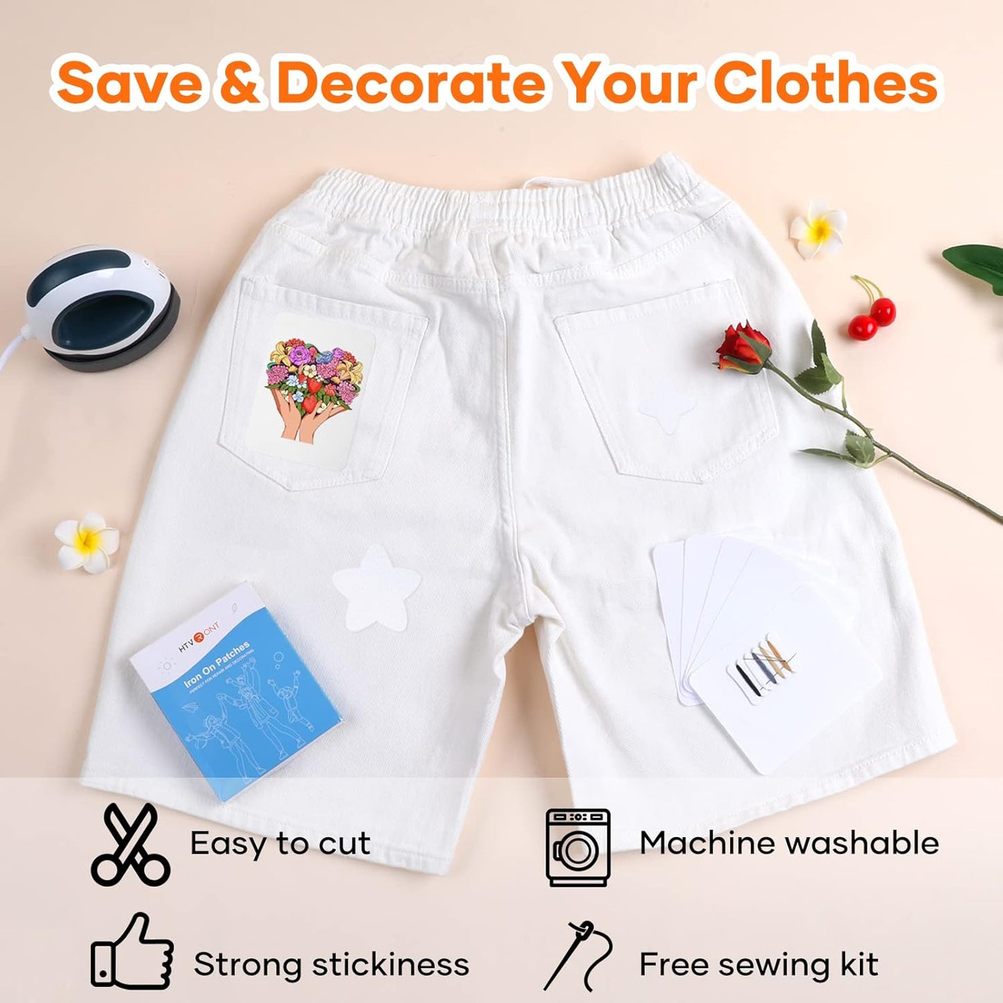 HTVRONT Iron on Patches for Clothing Repair, 20 Pieces White Sublimation Patch, Fabric Patches for Clothes, White Repair Decorating Kit, Iron on Blank Patches Size 3.7" by 4.9" (9.5 cm x 12.5 cm)