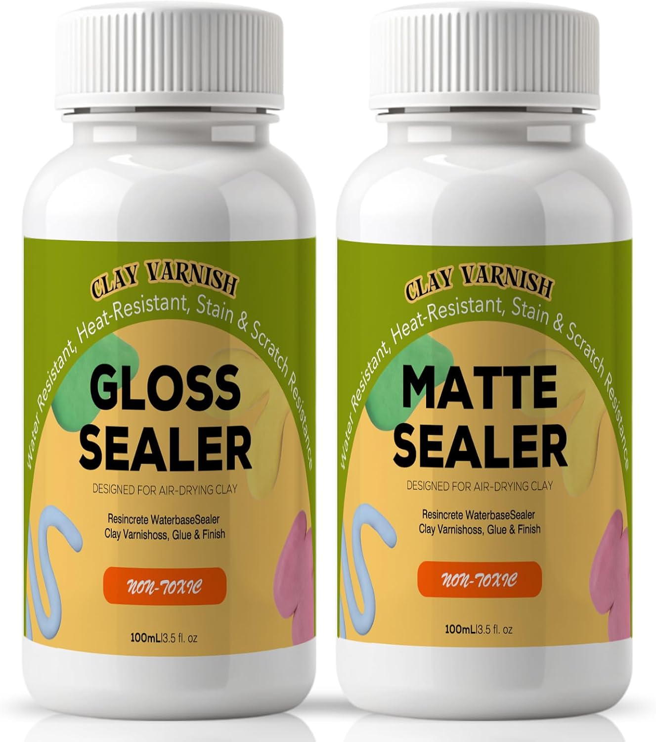 200ml Air Dry Clay Glaze, Air Dry Clay Varnish, Air Dry Clay Sealant, Clay Glaze for Airdry Clay, Varnish for Pottery&Acrylic Paint, Waterproof & Stain Resistant, Design for Air Dry Clay Pottery