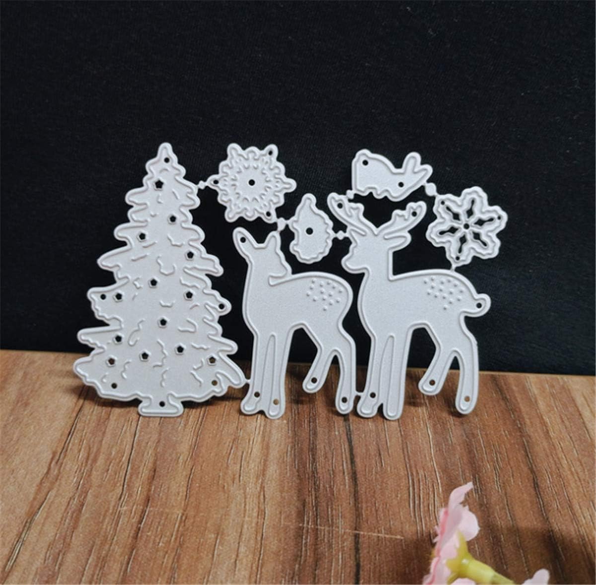 Metal Cutting Dies DIY Merry Christams Embossing Stencil Template Scrapbooking Card Making Mold Photo Album Arts Crafts Tools (2 Christmas deer-10.6x6.9cm)