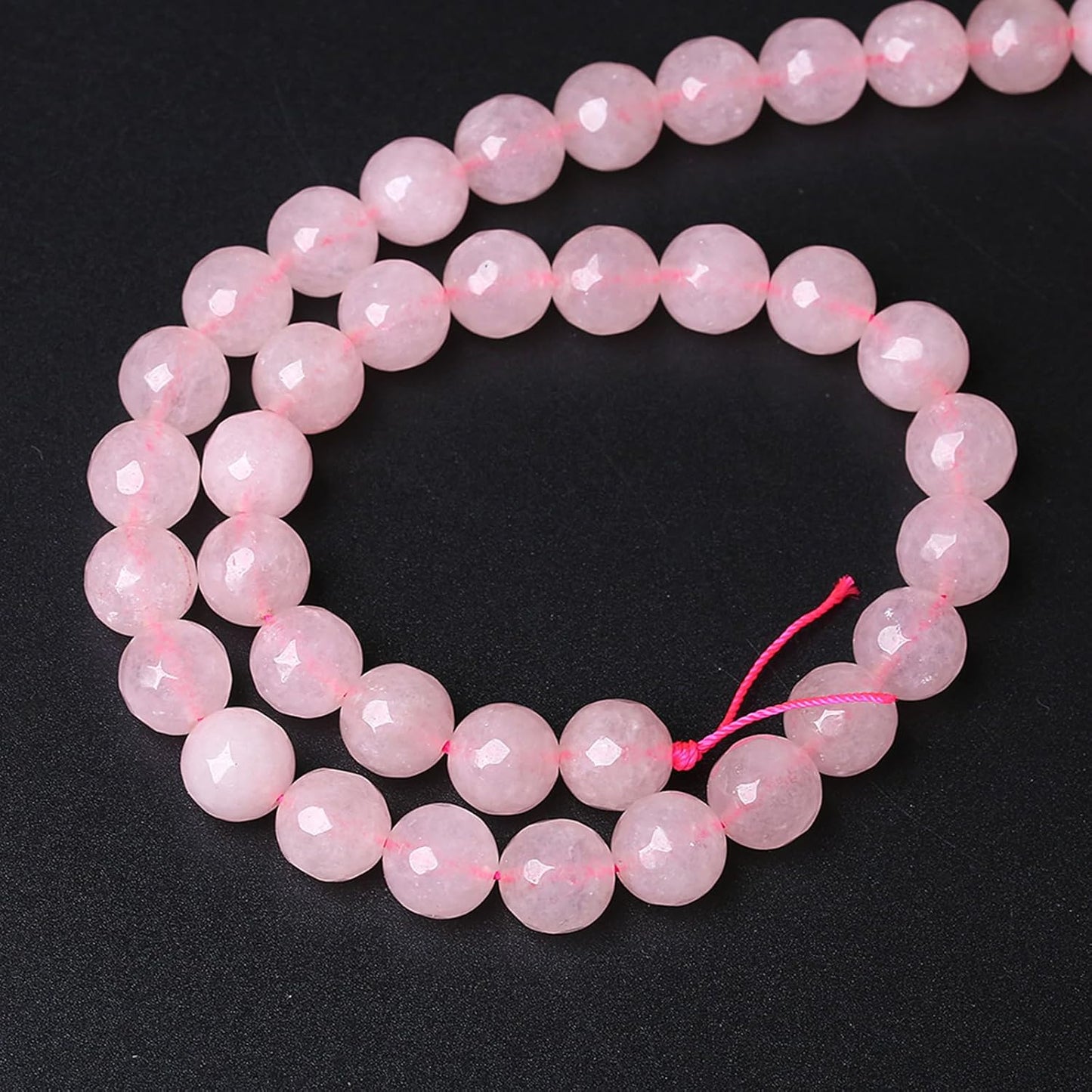 36pcs 10mm Natural Rose Pink Quartz Crystal Faceted Stone Beads for Jewelry Making Energy Healing Power Stone Beads DIY Bracelet Necklace Accessories 15" (10mm, Faceted Rose Quartz)