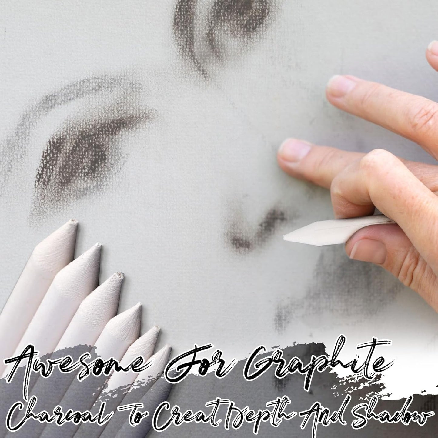 Fulmoon 288 Pcs Blending Stump and Tortillion Set Paper Art Blenders Blend Stumps for Drawing Shading Drawing Supplies Pencil Sketch Paint Tools for Student(Blending Stump,#1, #2, #3, #4, #5, #6)