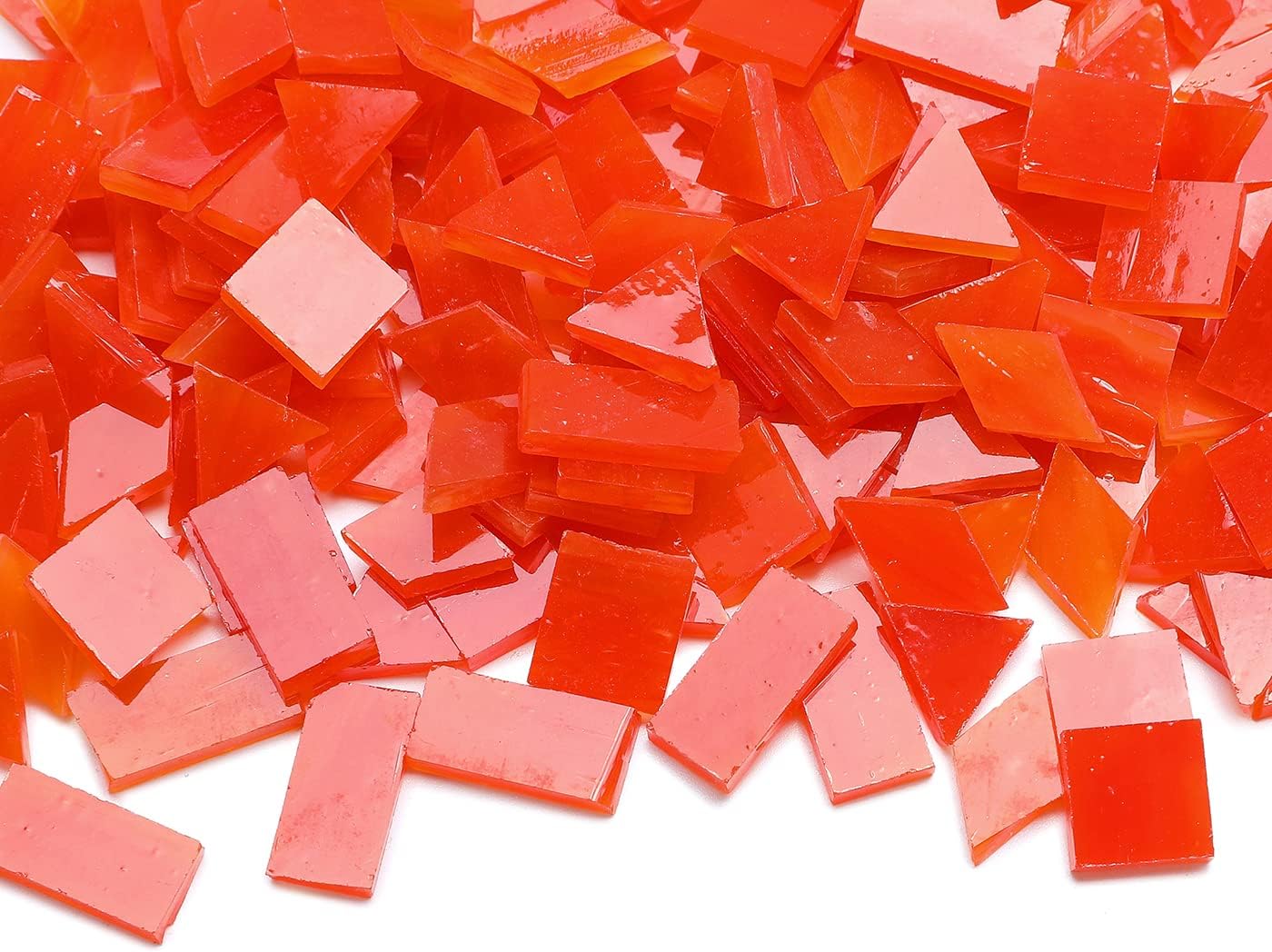Lanyani 200 Pieces Glass Mosaic Tiles, 4-Shapes Mixed Stained Glass Pieces Tile for Crafts,Watermelon Red
