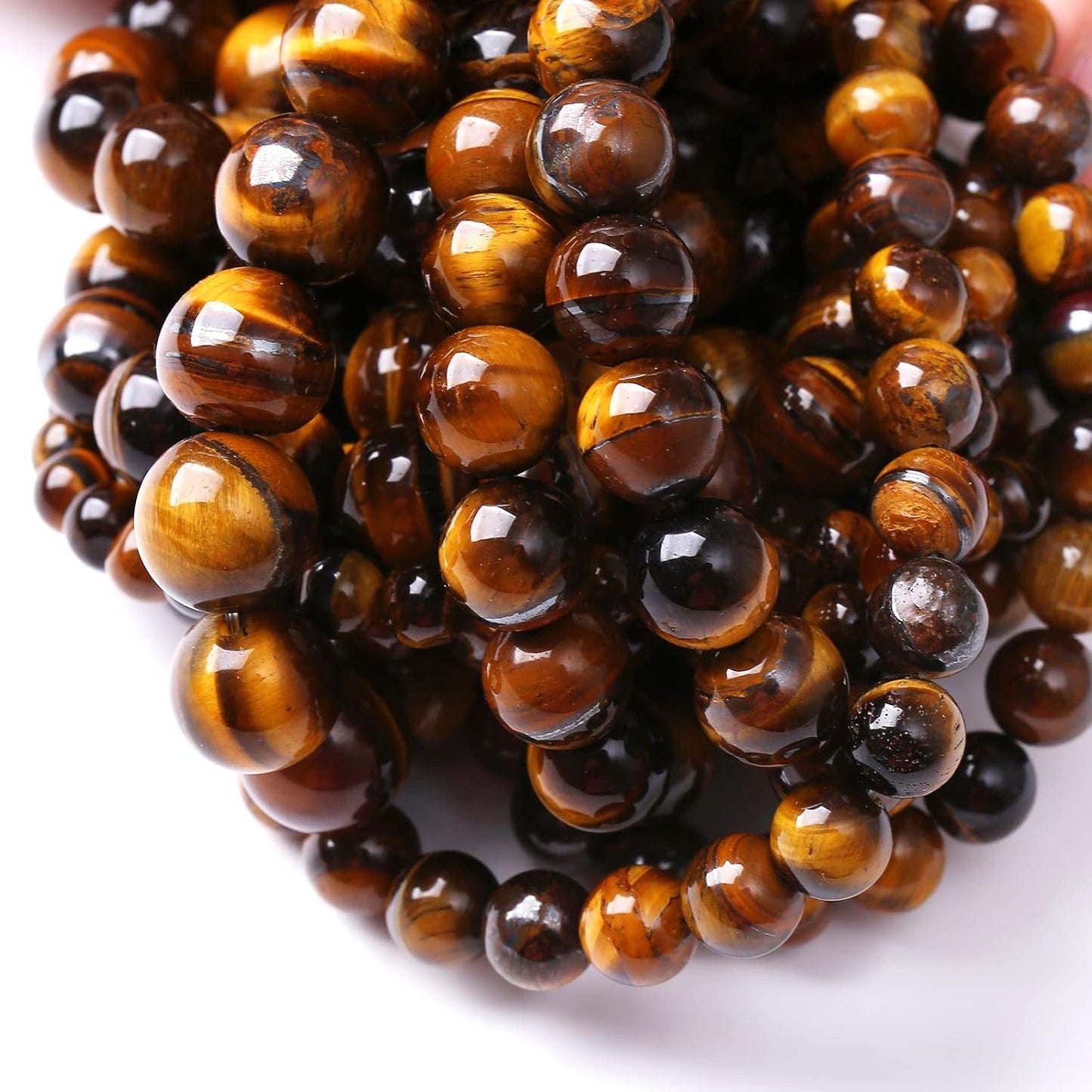 10mm 36pcs Natural Iron Yellow Tiger Eye Stone Beads for Jewelry Making Healing Energy Beads DIY Bracelet Necklace (10mm, Iron Yellow Tiger Eye Stone)