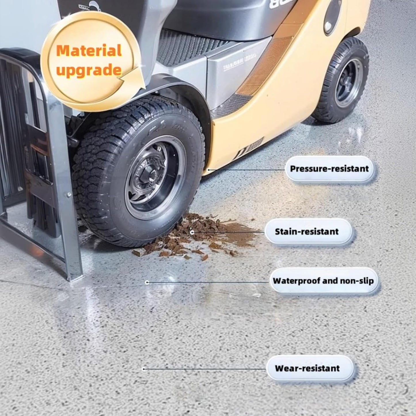 Epoxy Colored Sand Floor Paint, Epoxy Floor Paint High Gloss Marble Effect Coating for Indoor and Outdoor, Wear-resistant and non-slip Self-leveling Coating Gray 35OZ(1KG)