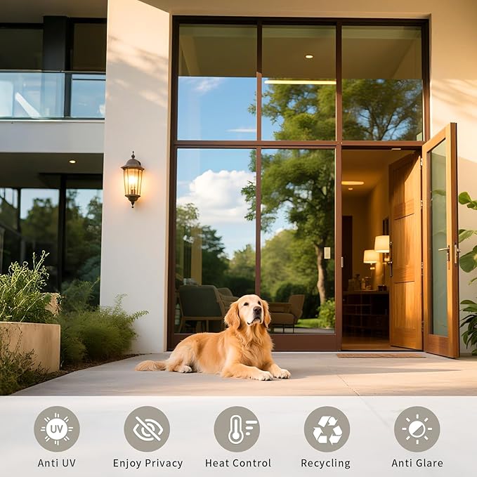 Filmgoo Window Privacy Film One Way Daytime Mirror Tint Treatments UV Heat Control Vinyl Stickers Sun Block Glass Paper Door Covering Reflective 35.4 Inch x 32.8 Feet Black Silver