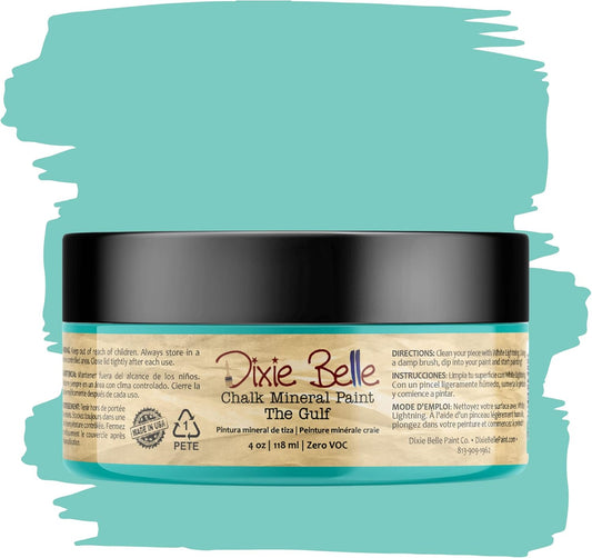 Dixie Belle Paint Company Chalk Finish Furniture Paint - The Gulf (4oz) - Matte Soft Turquoise Chic Chalk Mineral DIY Furniture Paint