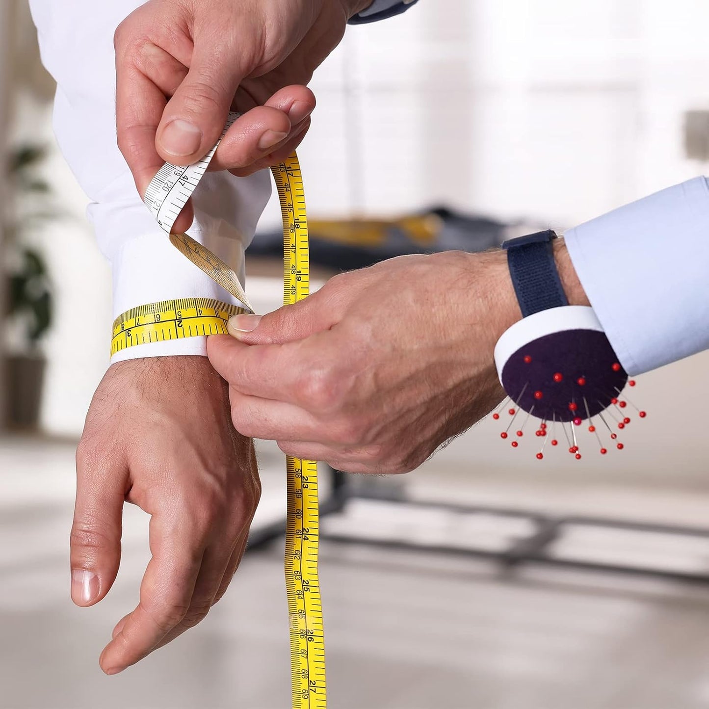 HARFINGTON Wrist Pin Cushions Band Sewing Needle Cushion Needle Holder Pincushions with Adjustable Strap Fit All Wrist Sizes for Sewing Quilting Needlework DIY Crafts, Purple