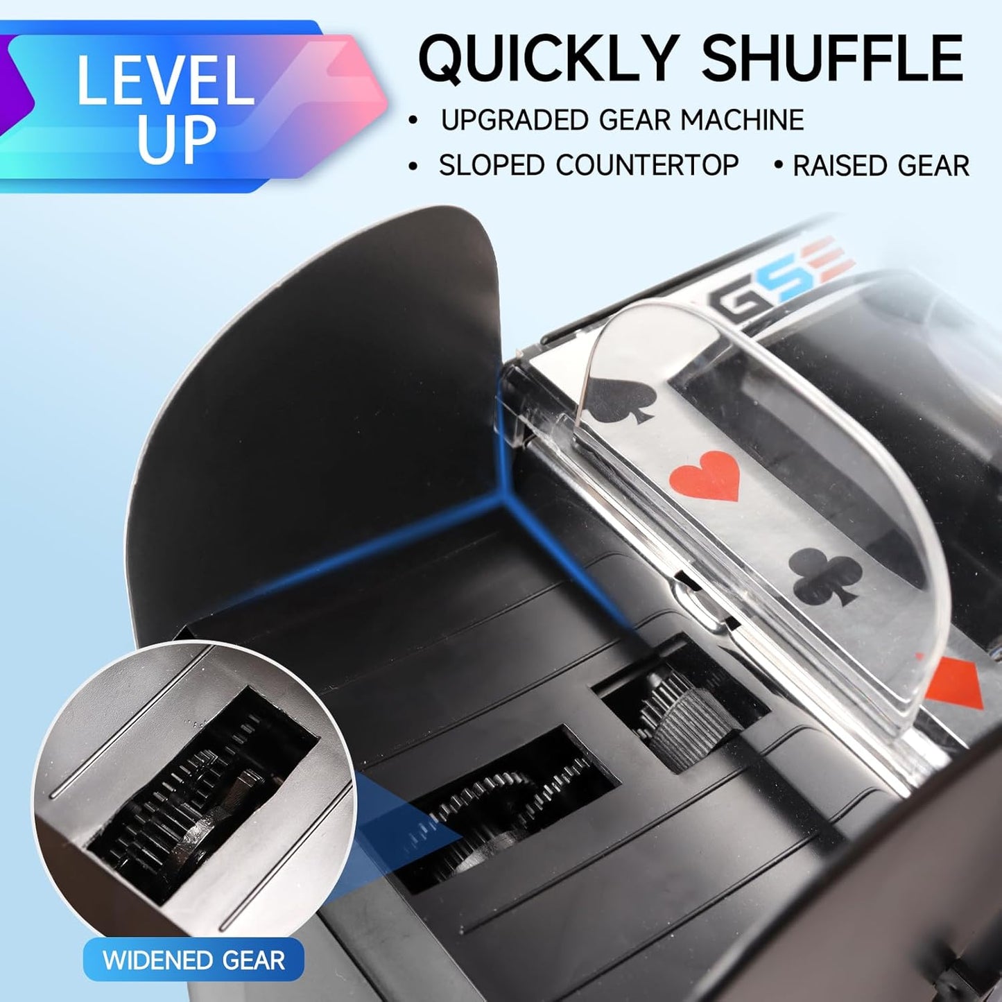 GSE Games & Sports Expert Automatic Card Shuffler for 6 Deck Cards, Battery-Operated Shuffler Machine for Playing Cards, Blackjack, Texas Hold'em, Canasta, Bridge, UNO Card Games