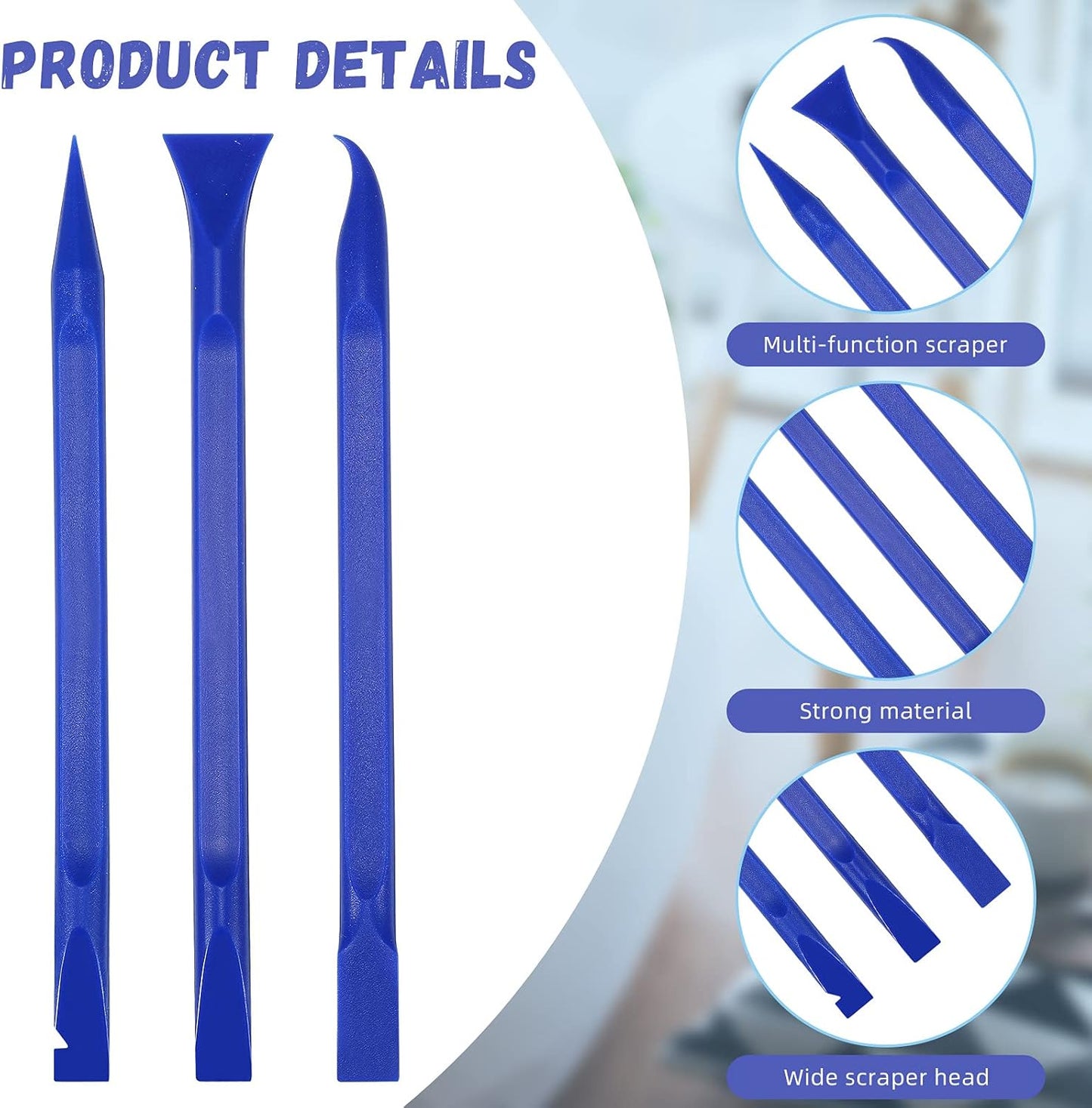 Minatee 18 Pieces Non-scratch Plastic Scraper Tool Multi-purpose Carbon Fiber Pen-shaped Plastic Scraper for Cleaning Small and Narrow Space(Blue)