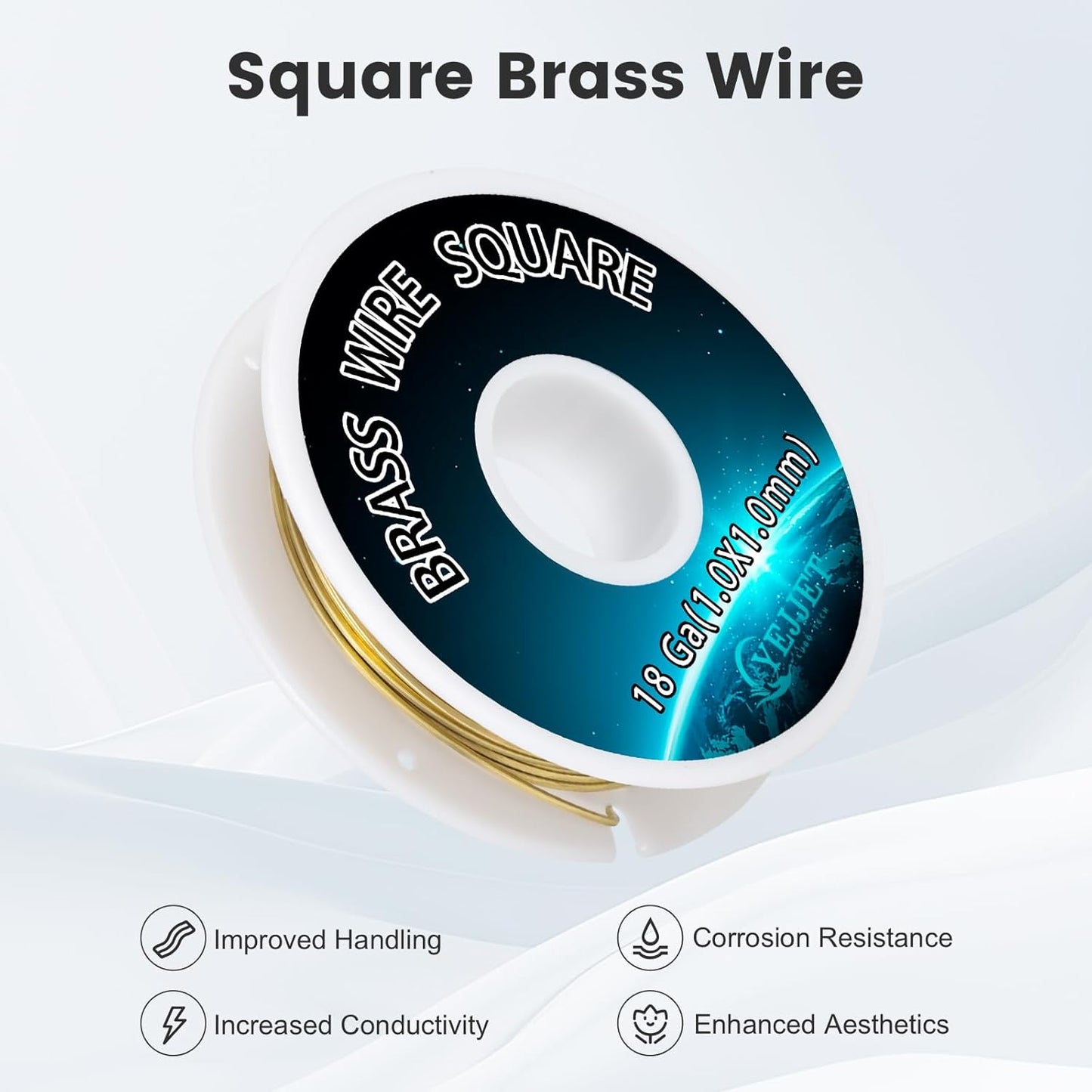 Square Brass Wire 18 Gauge 1.0x1.0mm (30 Feet) - Jewelry Crafting Wire for Metalworking, DIY Projects, Clockmaking