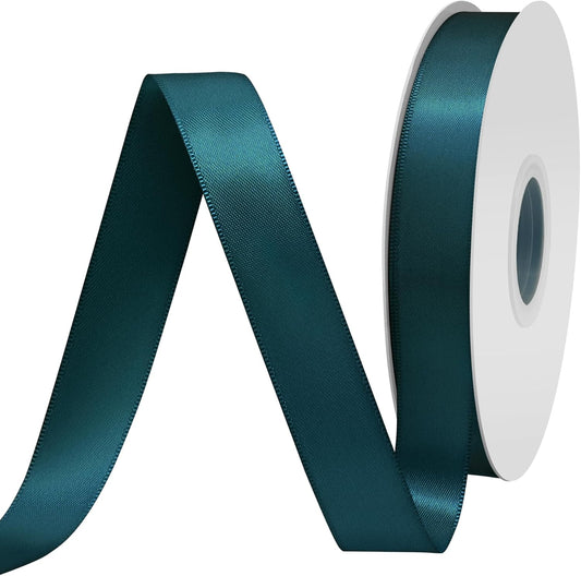 Teal Satin Ribbon 3/4" X 50 Yards Solid Color Double Faced Ribbons Perfect for Crafts Wedding Decor Bow Making Arts Sewing and More