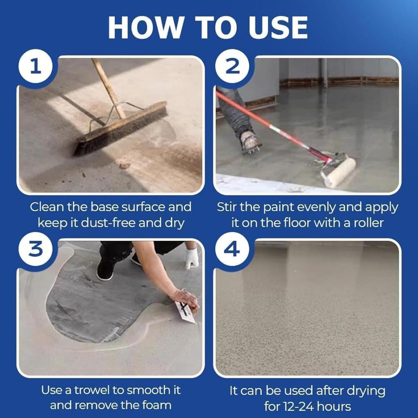 Epoxy Floor Paint, Epoxy Colored Sand Floor Paint, High-Gloss Marble Effect Self-Leveling Coating, Waterproof, Non-Slip, Ultra-Durable for Garage, Basement, Wood Floors (Purple,4.4 lb)