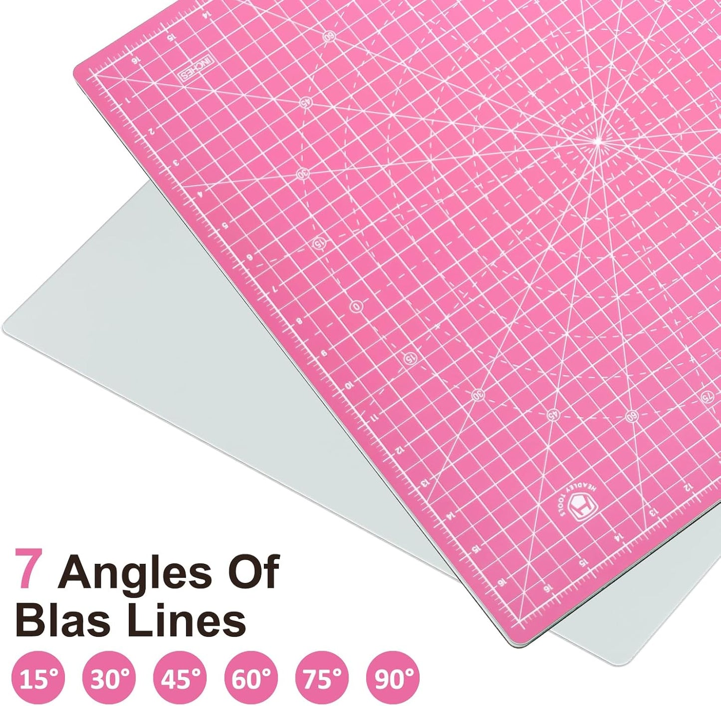 Headley Tools 17"x17" Rotating Cutting Mat, Self Healing Mat with 360-Degree Rotation & Anti-Slip Base, Sewing Board Cutting Mat Perfect for Fabric Quilting Leather Hobby Project, Pink