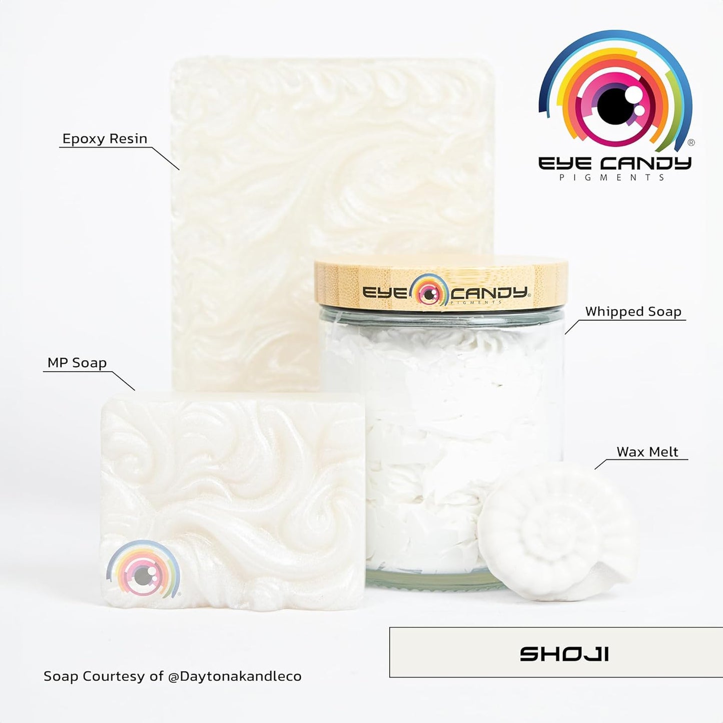 Eye Candy Pigments Premium White Mica Powder - Shoji (50gr) - for Epoxy, Resin, Soap, Paint, Woodworking, Acrylic Pouring, Bath Bombs, Fishing Lures - DIY Arts and Crafts Additive