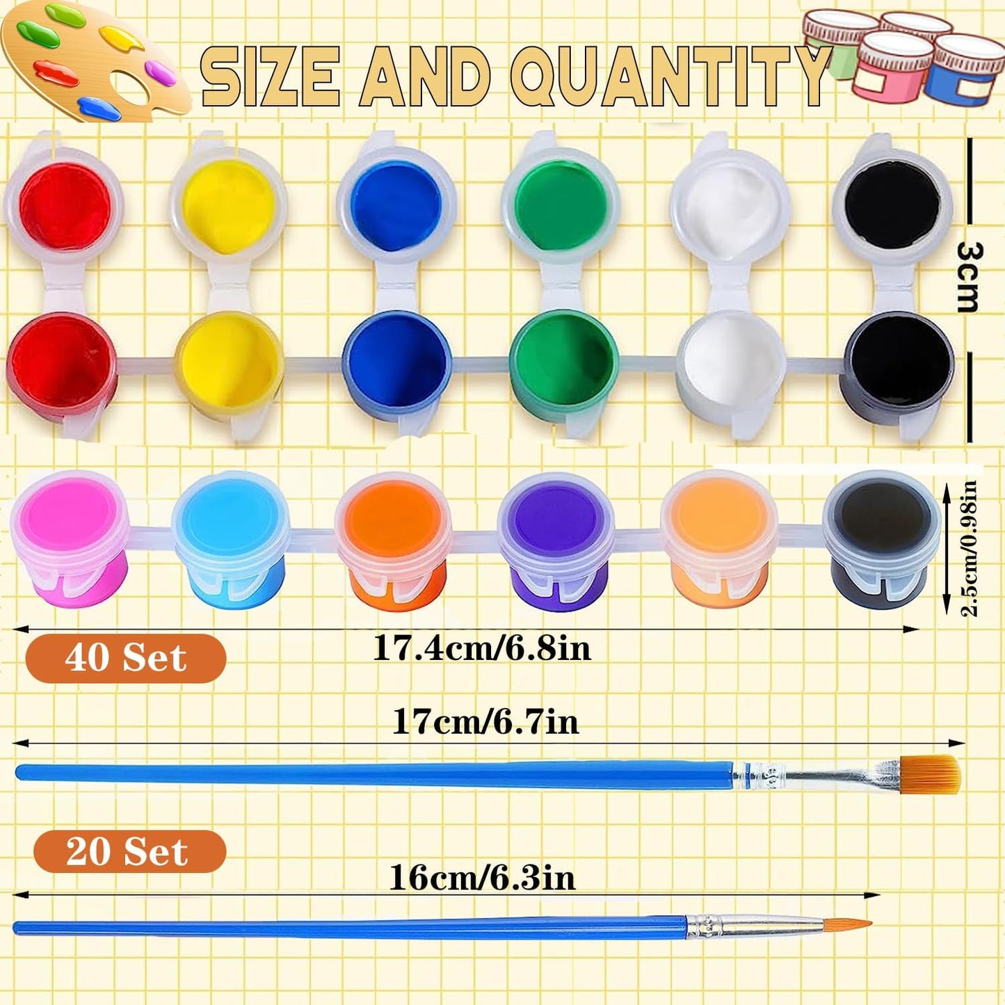 280 Pcs Mini Acrylic Paint Set for Kids, 12 Colors Washable Acrylic Paints Strip for Kids&Adults Craft Kit, with Mini Painting Container for Easter Eggs Art Craft Easter Gifts Party Birthday