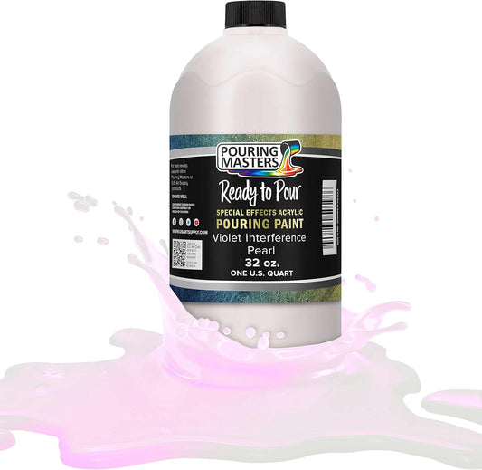 Pouring Masters Violet Interference Pearl Special Effects Acrylic Pouring Paint - Premium 32-Ounce Pre-Mixed Fluid Acrylic Paint - Fluid Art Supplies for Canvas, Wood, Paper, Tile & Rocks