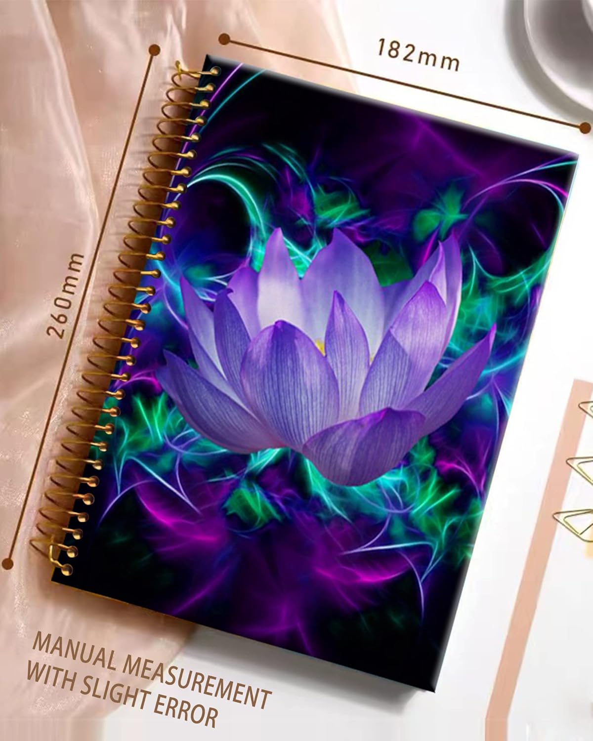 iampanda Spiral Journal Notebook,Chic Floral Strong Twin-Wire Binding with Premium Paper for Girl Women,60 Sheets A5 College Ruled Notebook/Journal,Perfect for School Office Home Gifts,Blue Purple