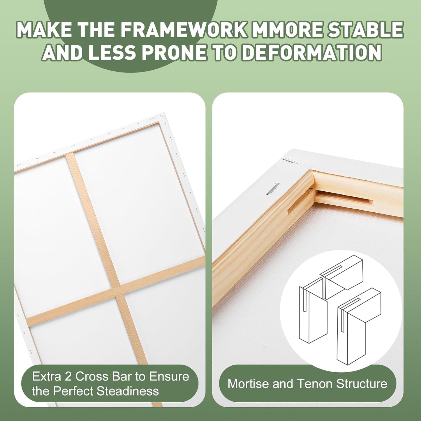 ESRICH Stretched Canvas for Painting 24x36 Inch, 3Pack Large Canvas for Painting, Primed Acid-Free Cotton Blank Canvases, Art Paint Canvases for Oil Paint,Watercolor,Acrylic Paint,Gouache and Tempera.