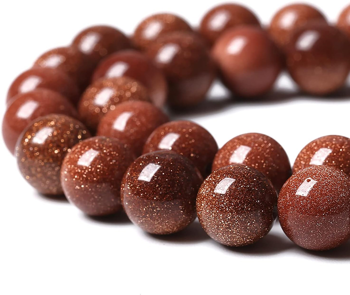 38pcs 10mm Natural Gold Sandstone Beads Gemstone Round Loose Beads for Jewelry Making DIY Bracelet Necklace 15“