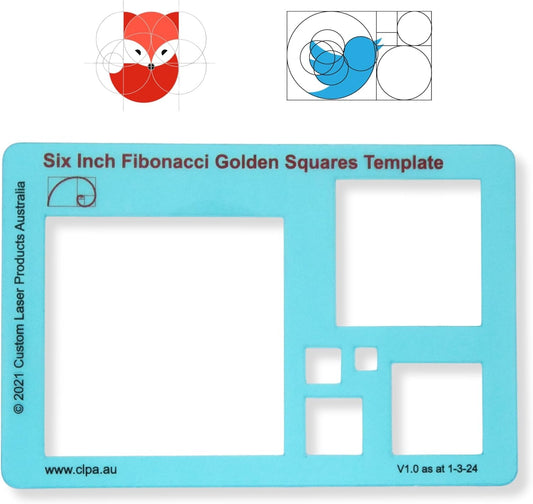 6" Square Stencil Template for Drawing and Drafting: A Fibonacci-Inspired Square Drawing Tool for Artists Allows The Simple Application of The Golden or Divine Ratio for Artistic Design