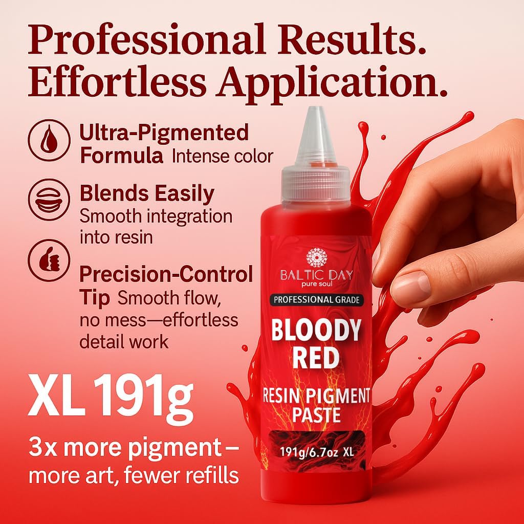 Bloody Red Epoxy Resin Pigment Paste XL (191g/6.7oz) – Opaque Epoxy Dye & High Concentration Coloring Paste, Mica Powder Alternative for Resin Art, Jewelry, Tumblers, River Tables & Crafts