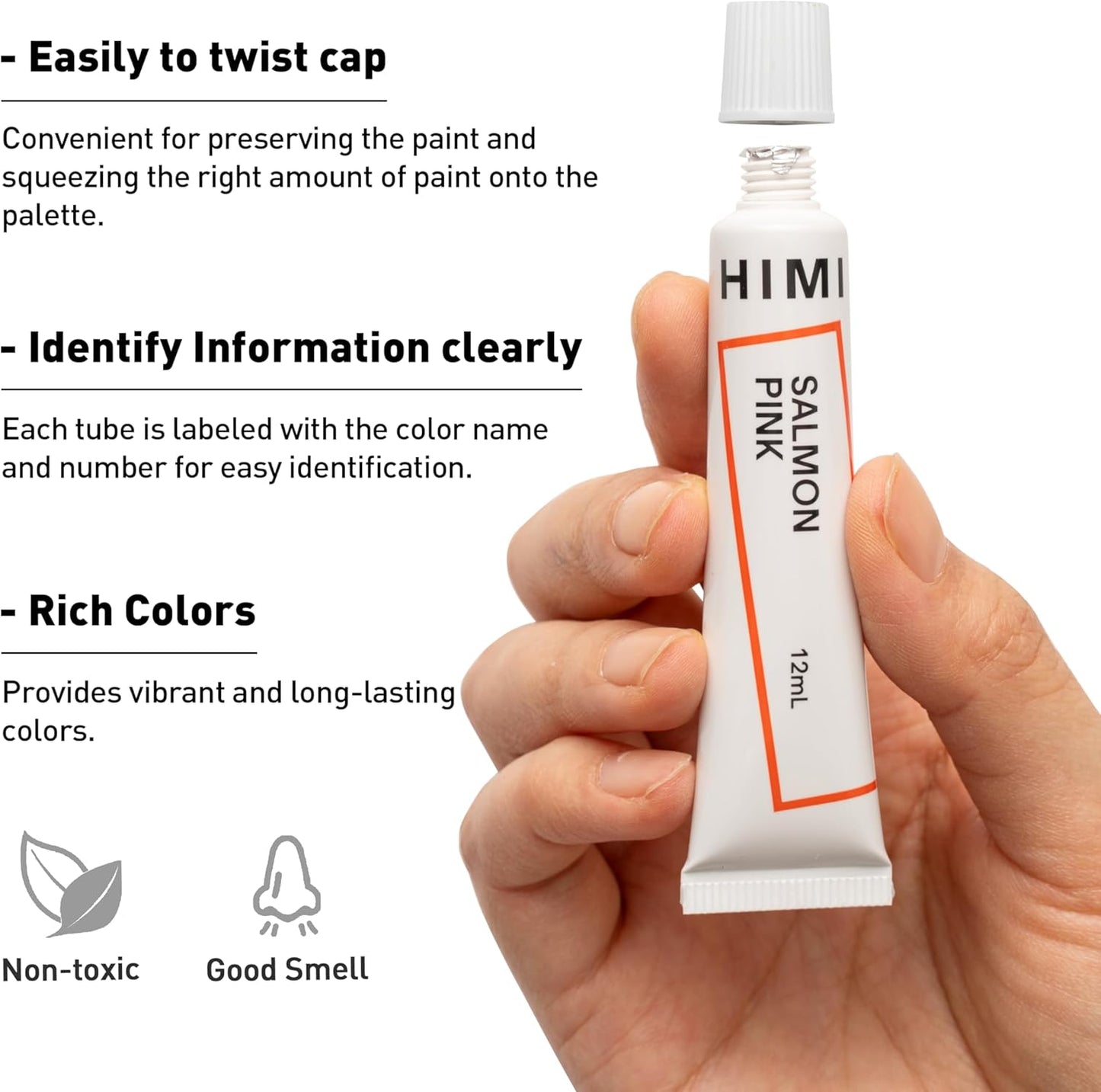 HIMI Gouache Paint Tube Set -24 Colors 12ml, with Rich Pigments, Gouache paint Non-Toxic, suitable for Beginners, Artists, and Hobby Painters. Beautiful Gifts for Art Supplies Painting（24 colors）