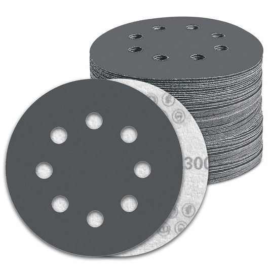 100 Pcs 5 inch Wet Dry Sanding Discs Grit 3000 Hook and Loop 8 Hole Silicon Carbide Orbital Sander Sandpaper