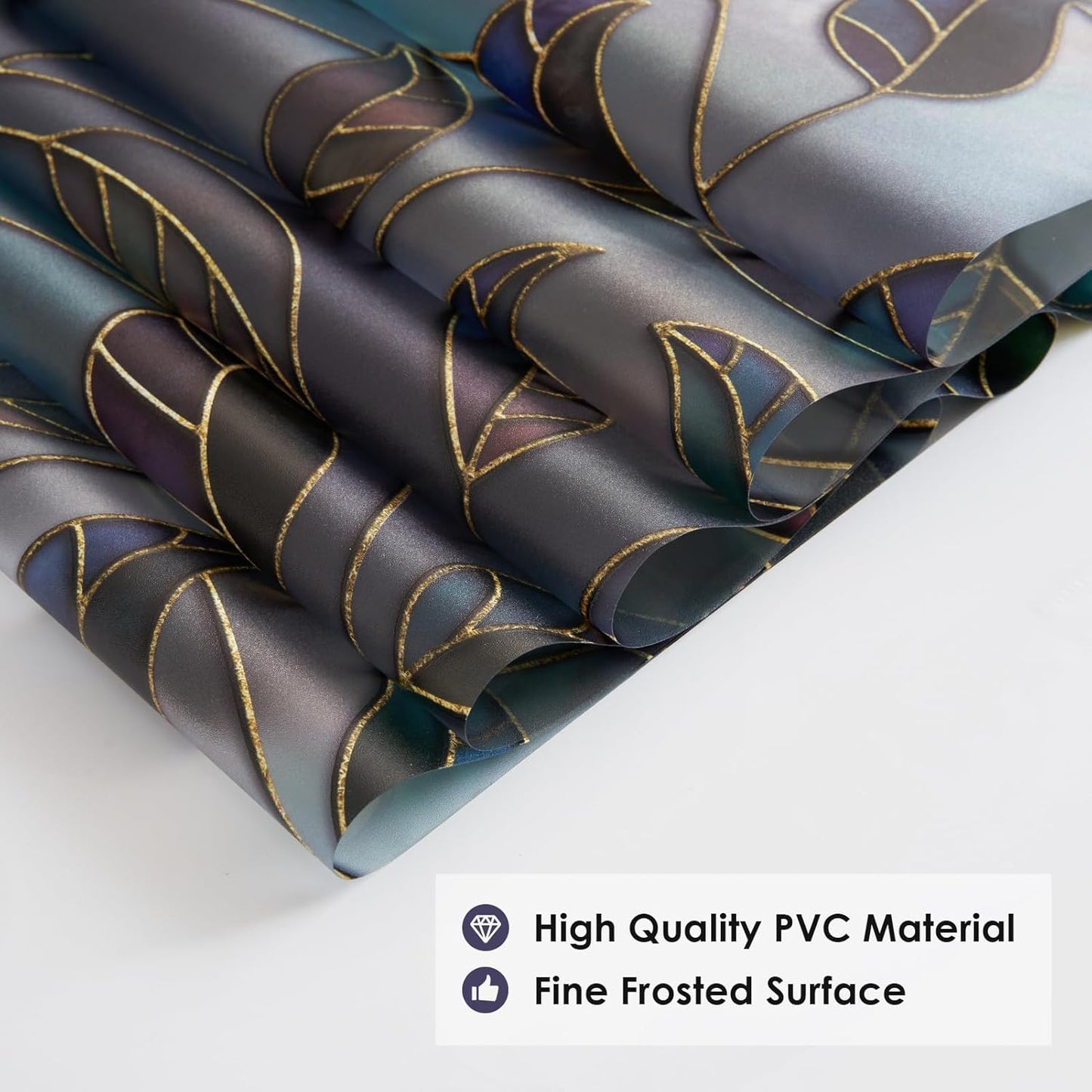 DKTIE Static Cling Decorative Window Film Vinyl Non Adhesive Privacy Film, Multilayer UV Inkjet Technology, 3D Thickened Stained Film (S166, 35.4'' x 118.1'')