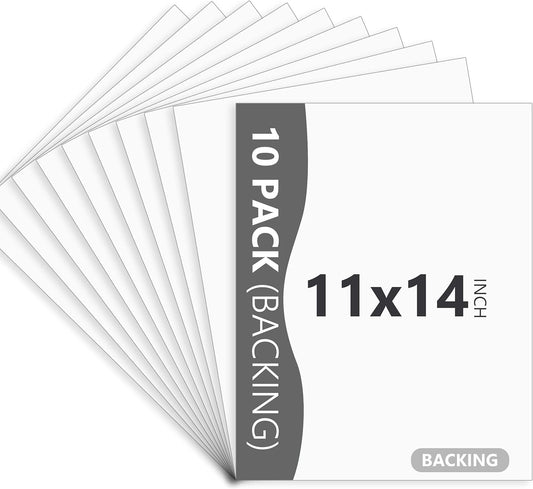 10 Pack Backing Boards Only - 11X14 Uncut White Mats Matboards, Acid Free & White Core Backerboards, Ideal for Photos, Pictures, Prints, Frames, Arts
