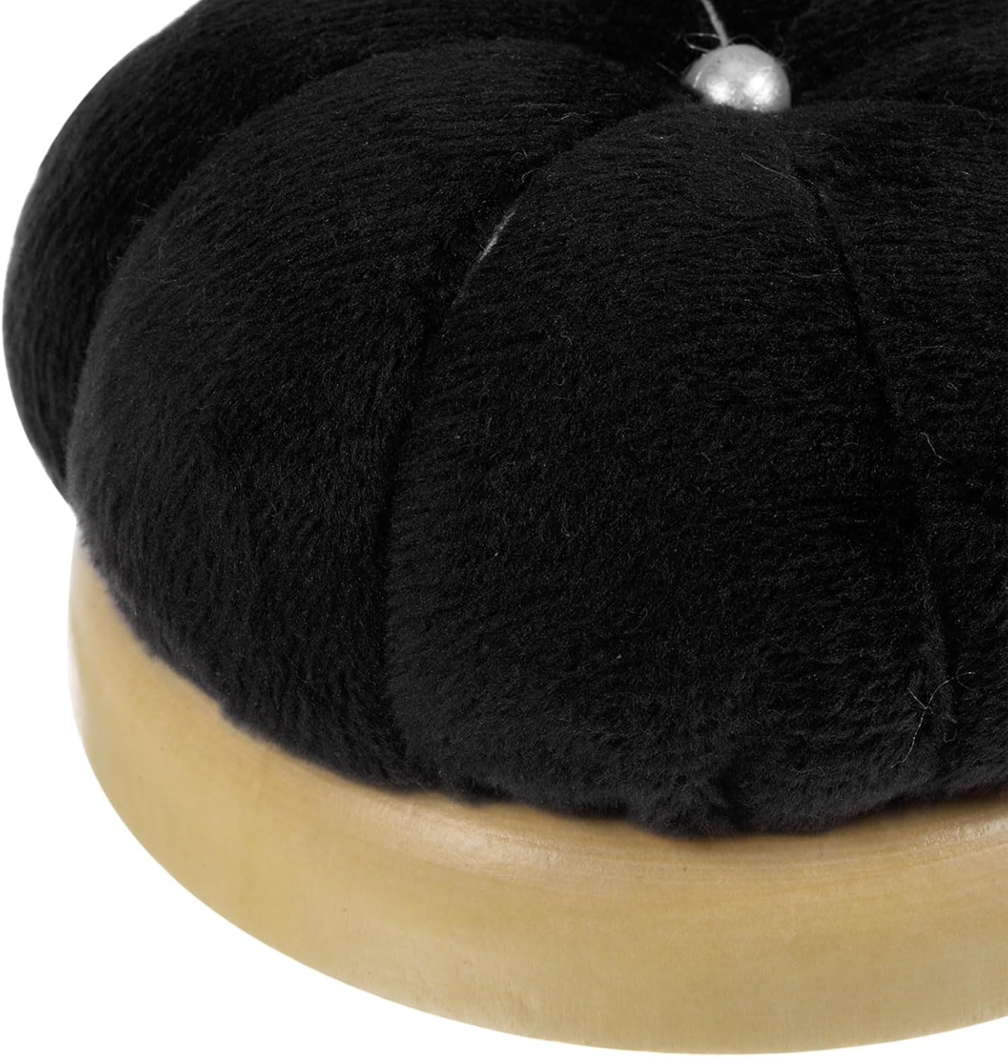 HARFINGTON Wooden Base Needle Pincushions Japanese Style Pin Cushions Round Pin Cushion Needle Holder for Sewing Quilting Needlework DIY Crafts, Black