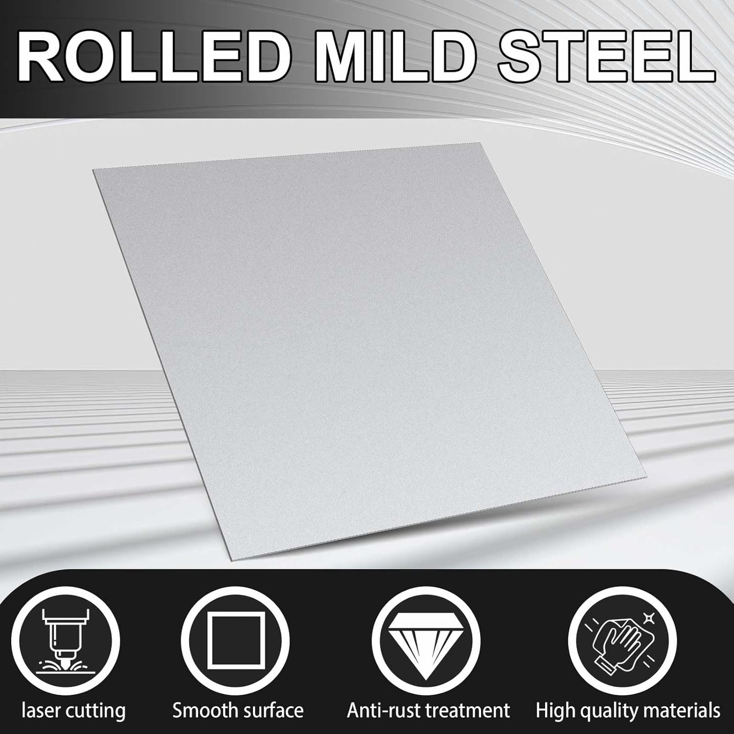 Hicarer 1 Pcs Mild Steel Sheet Cold Rolled 18 Gauge Metal Plate Weldable Metal Sheets for Professional Industrial DIY Use, Clean Surface Easy to Weld (8'' X 8'')