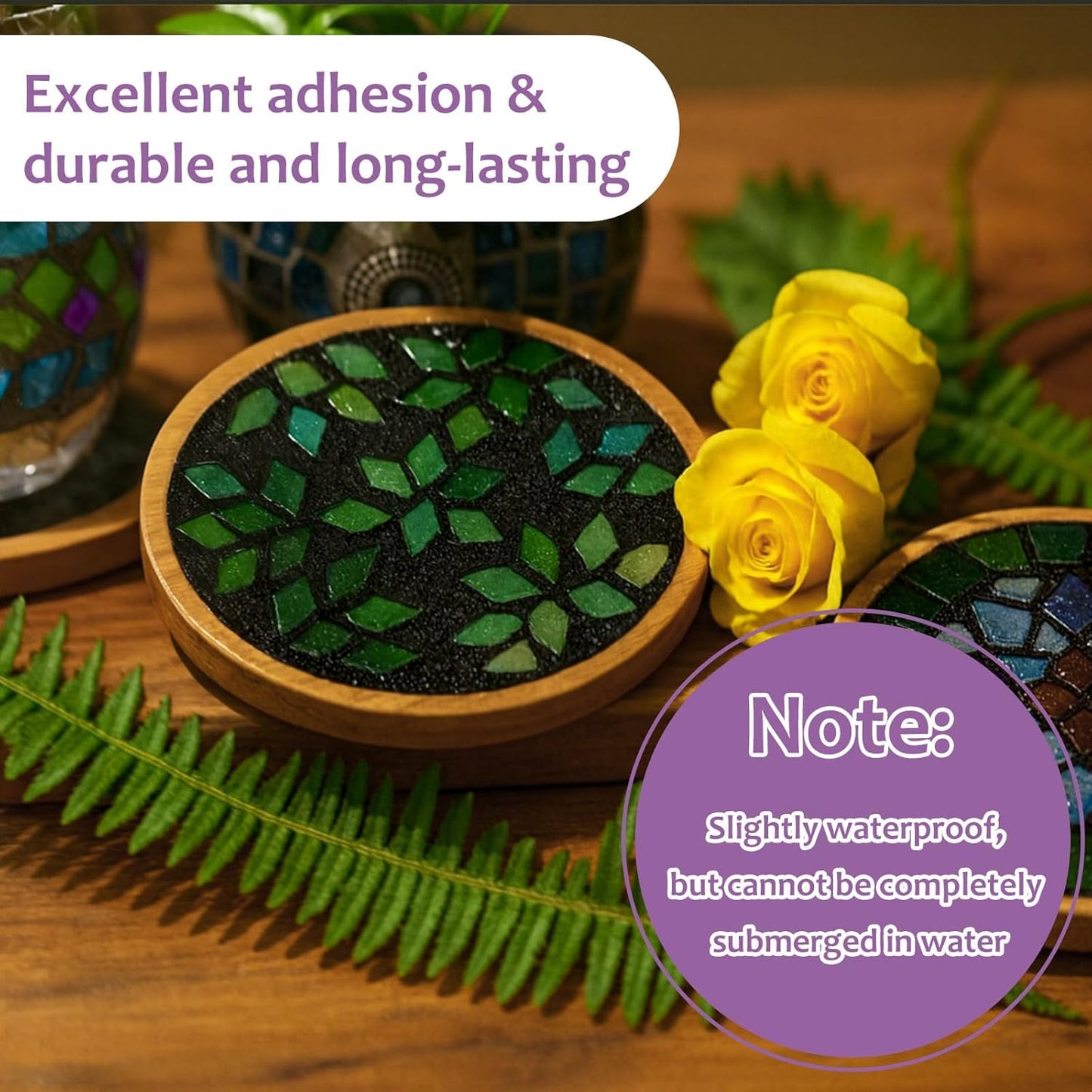 200g Mosaic Crystal Grout for Crafts, Mosaics Tile Tools, High Color Contrast, Direct caulking, Suitable for Mosaic Tiles, DIY Craft Projects (Black)