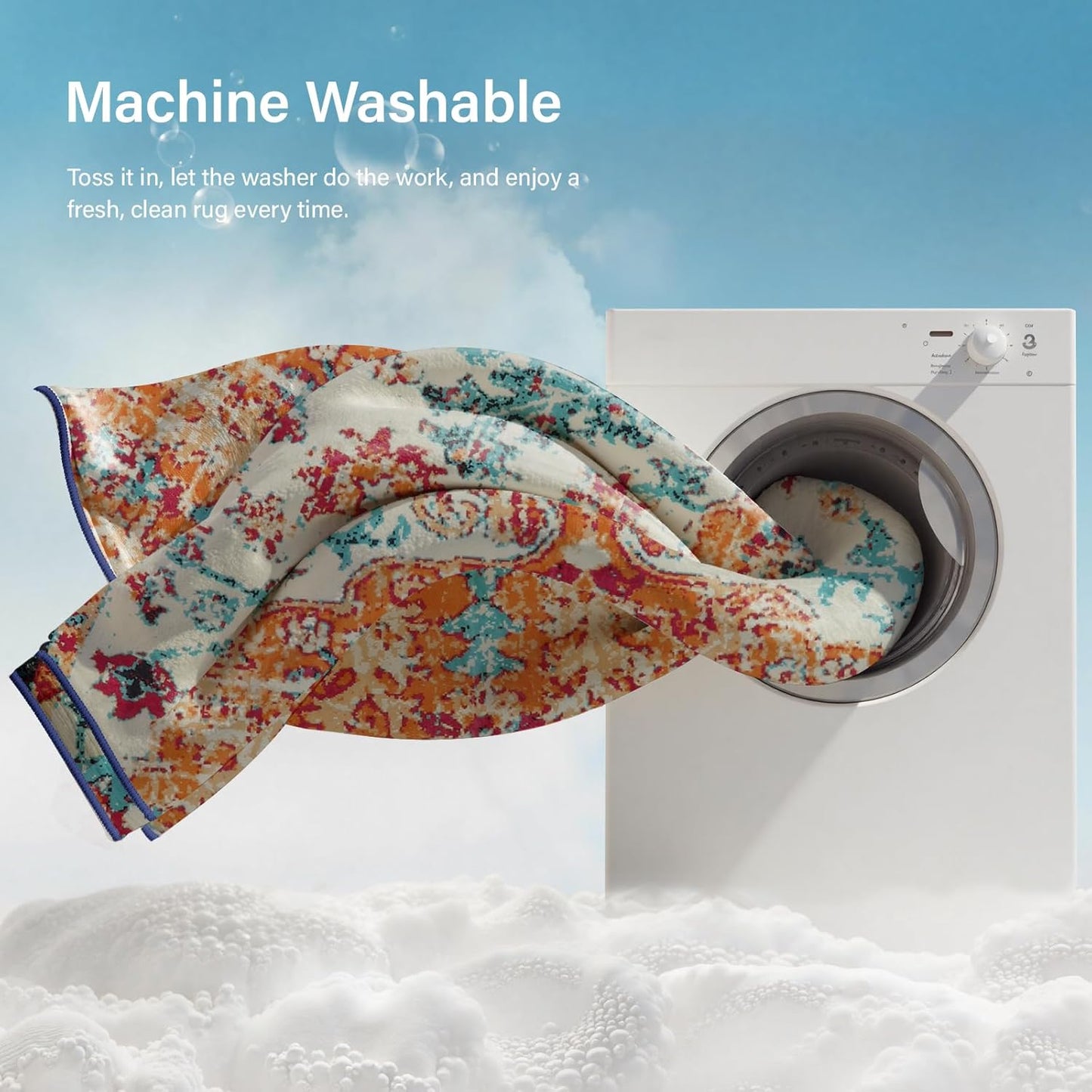 Lahome Bohemian Floral Medallion Area Rug - 5x7 Oriental Distressed Large Bedroom Rug, Soft Non-Slip Washable Dining Room Mat Indoor Throw Nursery Floor Carpet for Guest Room Entryway