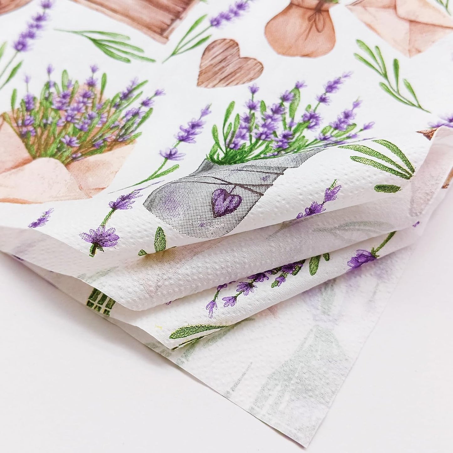 Paper Napkins 80 Pack 2 Ply Floral Beverage Luncheon Dinner Paper Napkins Lavender Print Disposable Napkins for Wedding Anniversary Celebrations, 6.5X6.5 Inches Folded